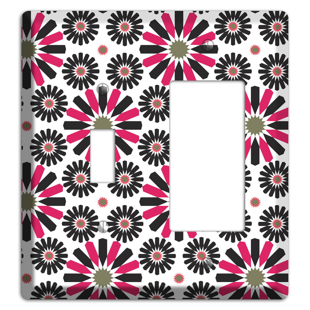 Red and Brown Scandinavian Floral Toggle / Rocker Wallplate