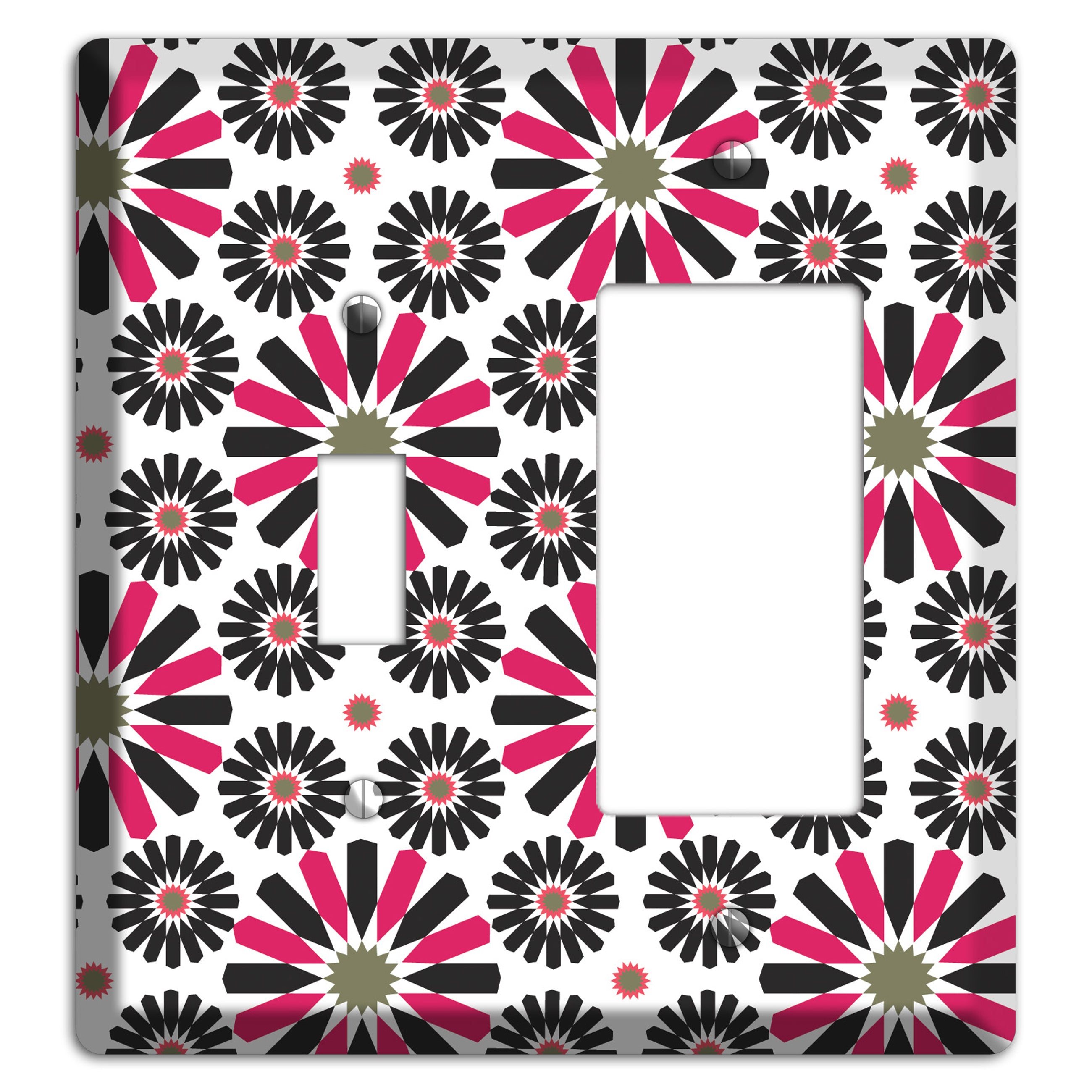 Red and Brown Scandinavian Floral Toggle / Rocker Wallplate
