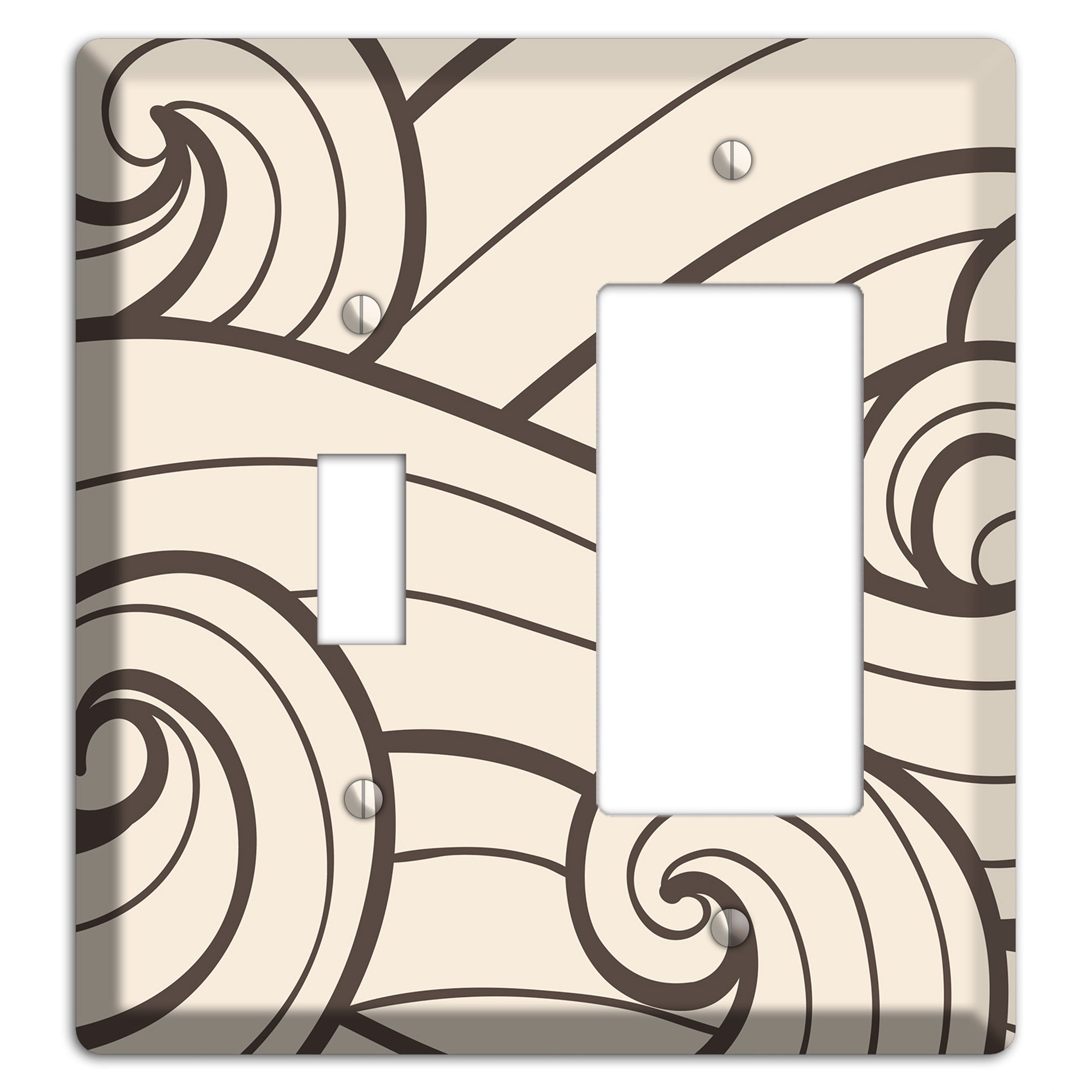 Abstract Curl Beige Toggle / Rocker Wallplate