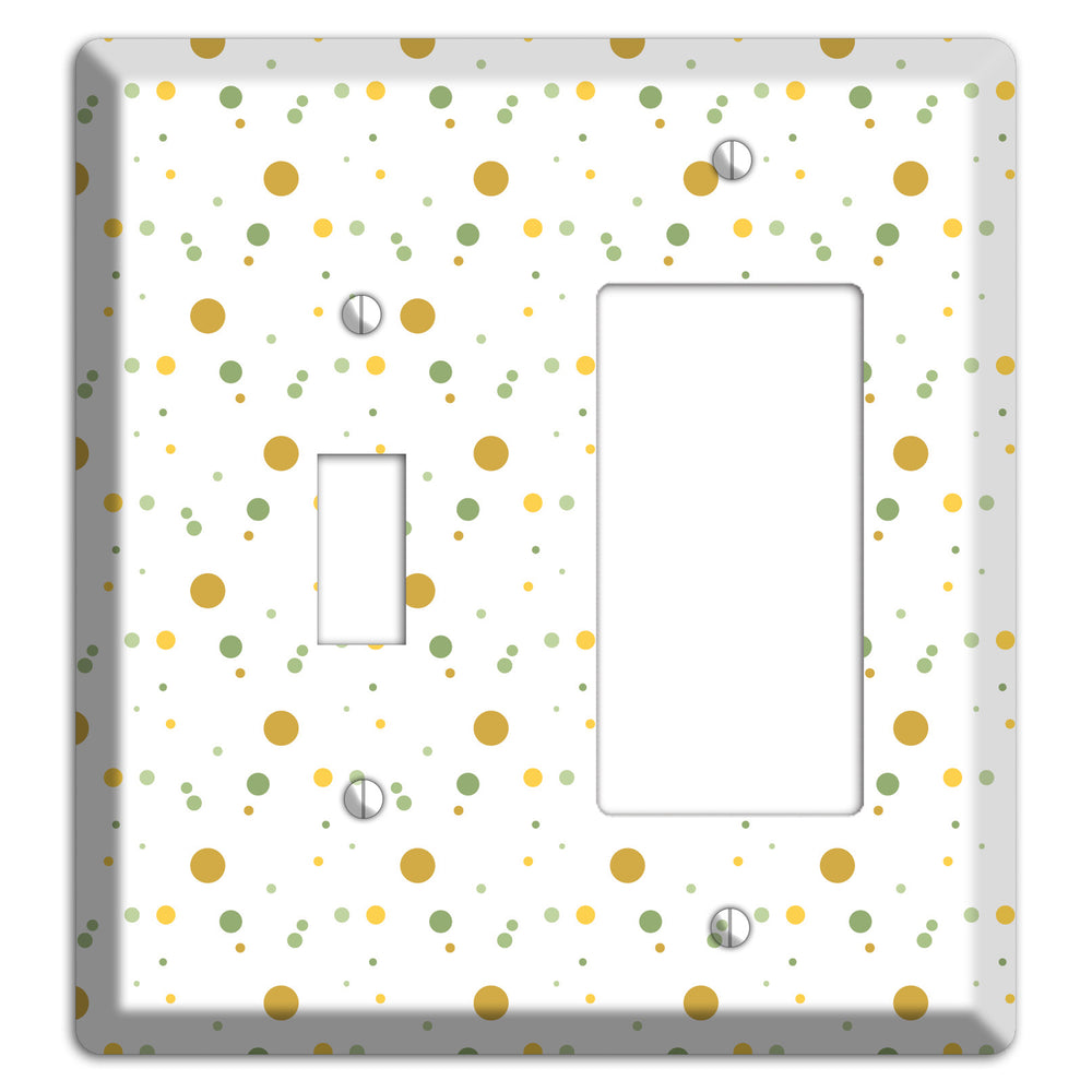 White with Multi Olive Tiny Dots Toggle / Rocker Wallplate