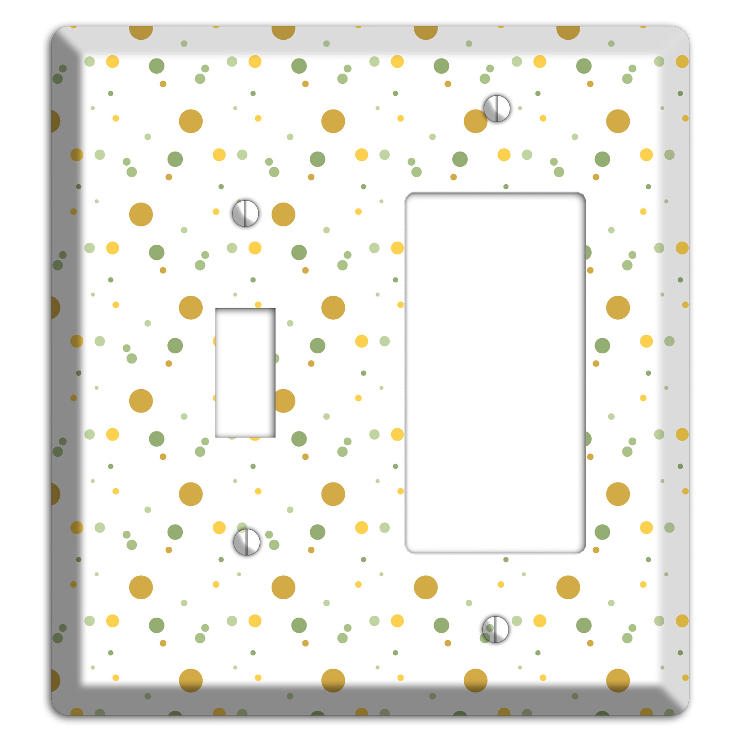 White with Multi Olive Tiny Dots Toggle / Rocker Wallplate