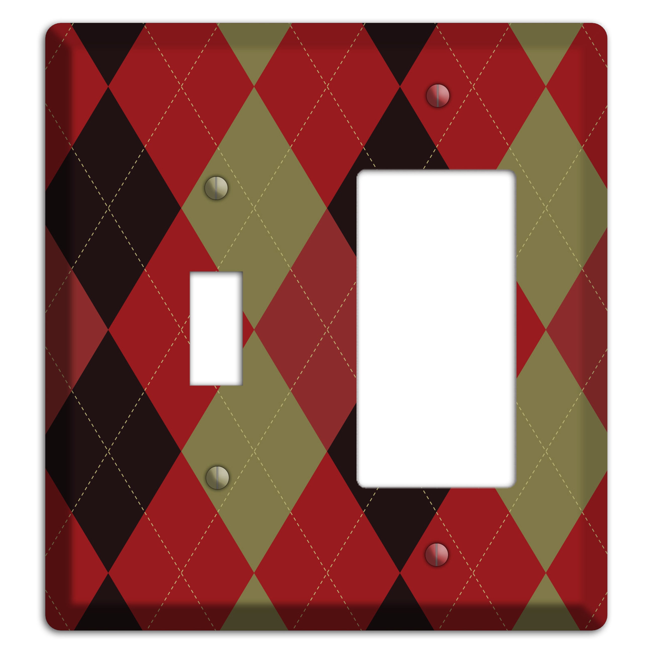 Red Olive Black Argyle Toggle / Rocker Wallplate