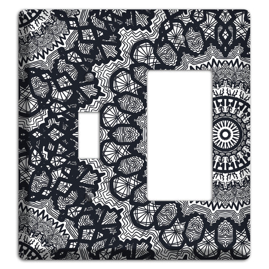 Mandala Black and White Style T Cover Plates Toggle / Rocker Wallplate