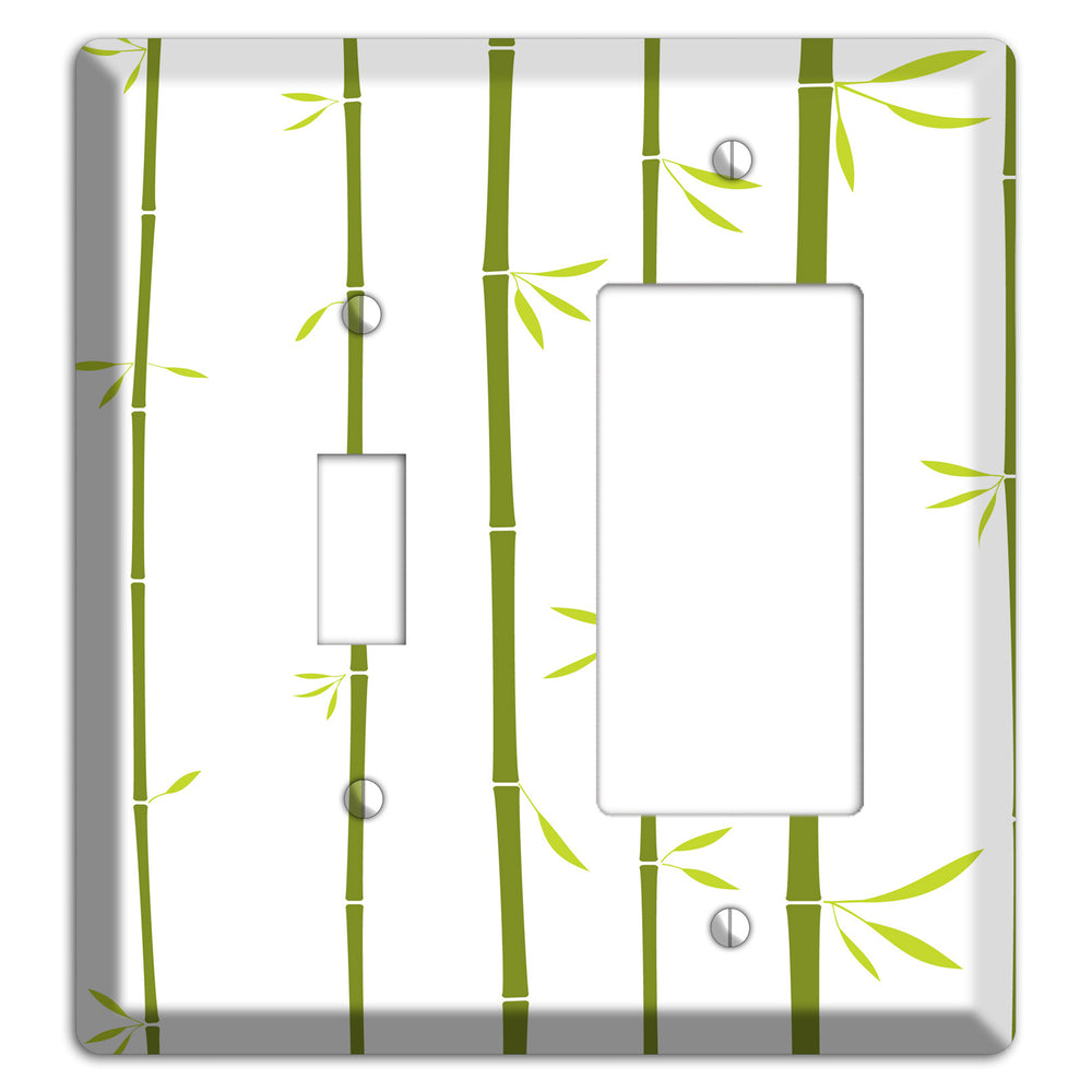 Green And White Bamboo Toggle / Rocker Wallplate