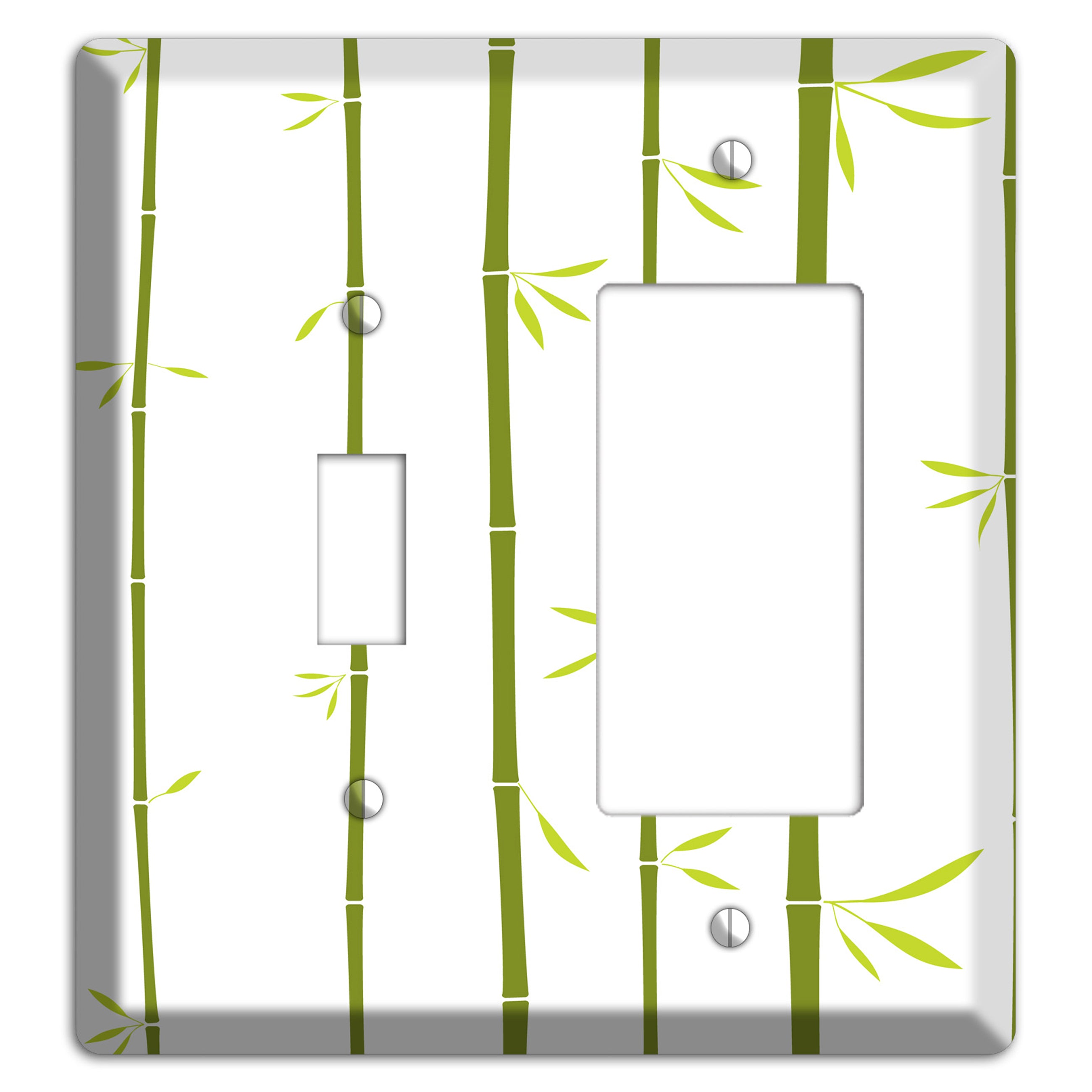 Green And White Bamboo Toggle / Rocker Wallplate