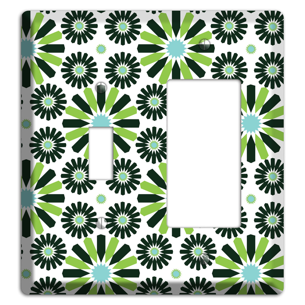 Lime and Teal Scandinavian Floral 2 Toggle / Rocker Wallplate