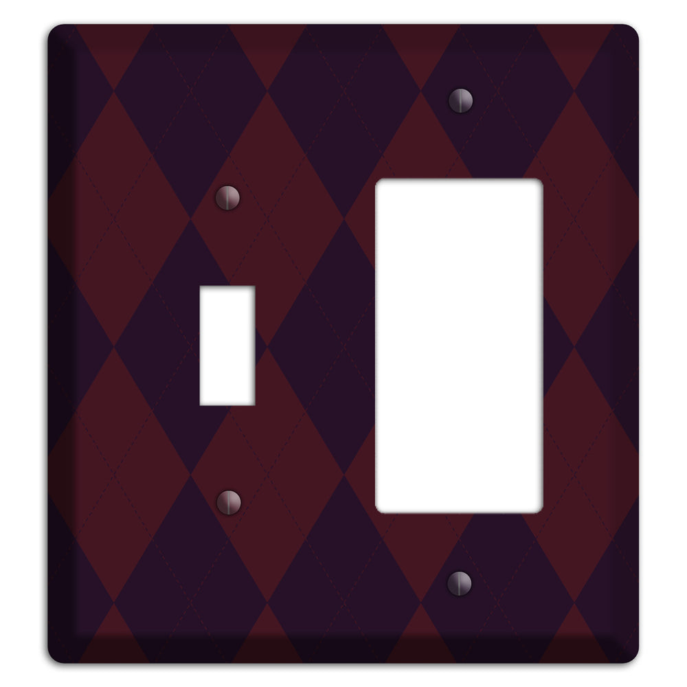 Burgundy Argyle Toggle / Rocker Wallplate