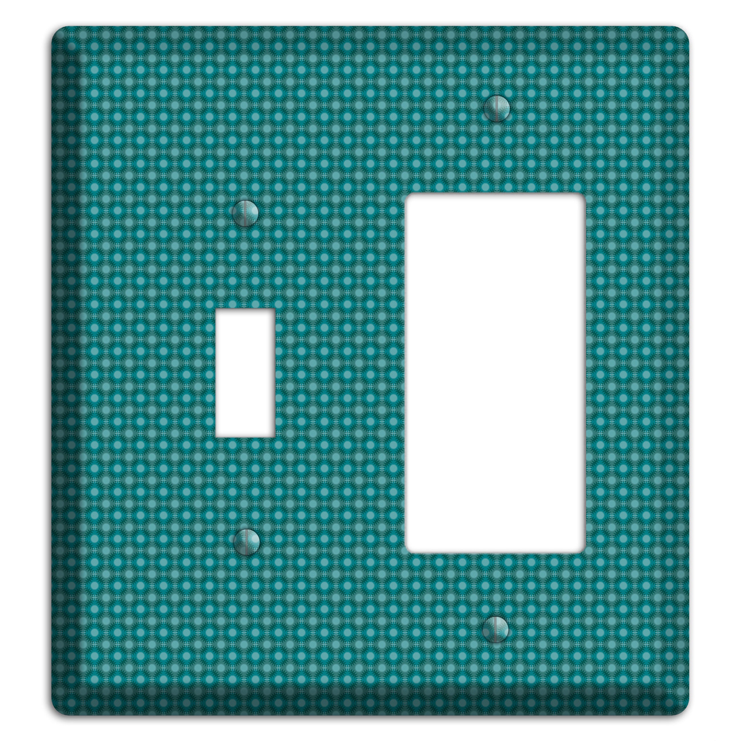 Multi Turquoise Checkered Concentric Circles Toggle / Rocker Wallplate