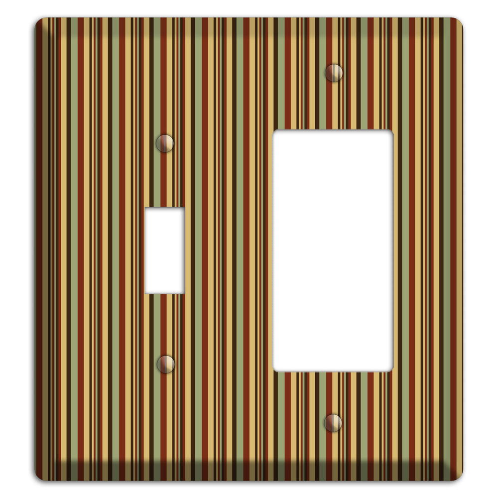 Red and Green Stripes Toggle / Rocker Wallplate