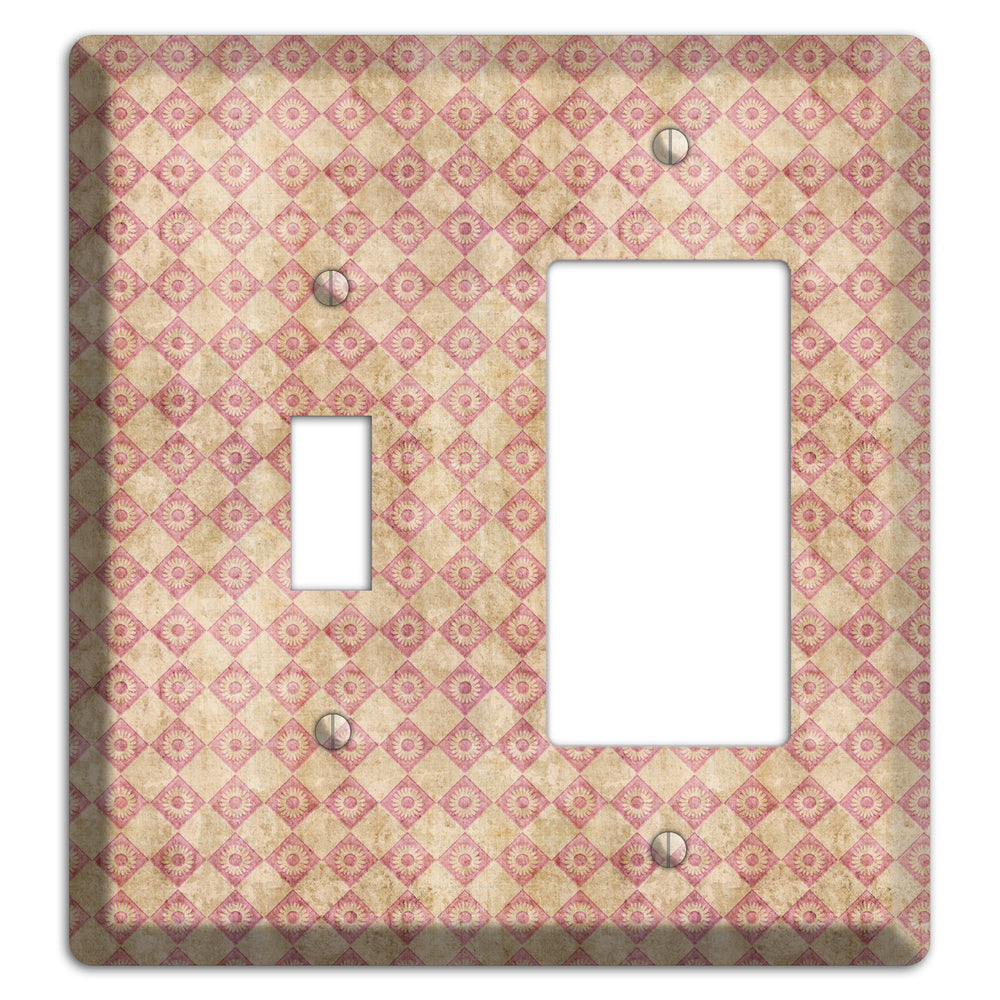 Red and Beige Diamond Circles Toggle / Rocker Wallplate