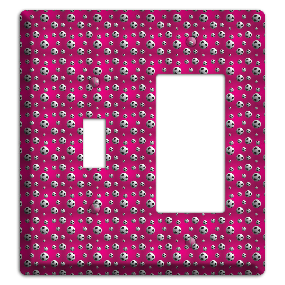 Fuschia with Soccer Balls Toggle / Rocker Wallplate