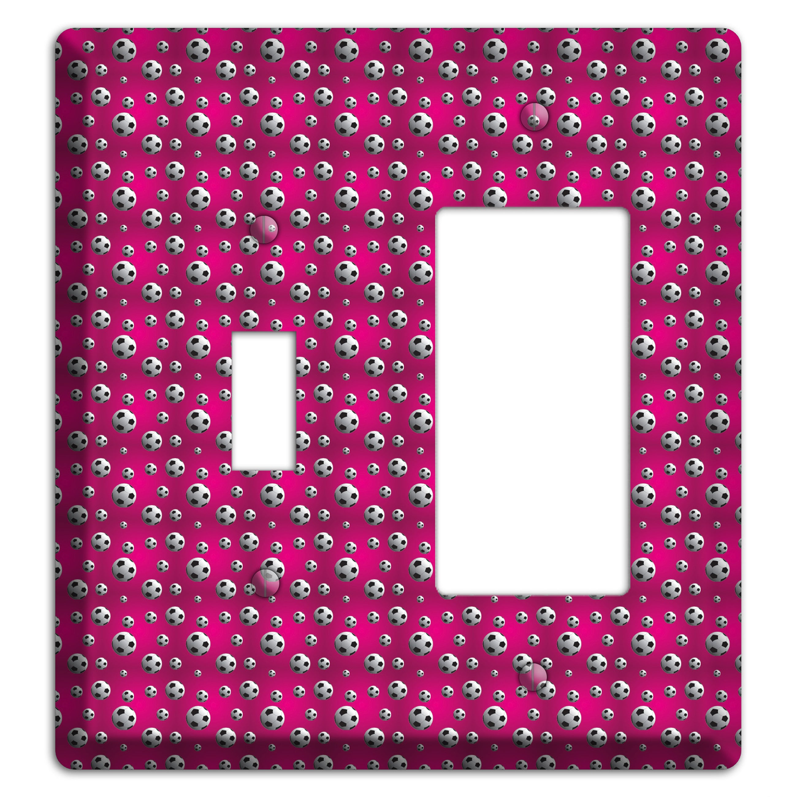 Fuschia with Soccer Balls Toggle / Rocker Wallplate