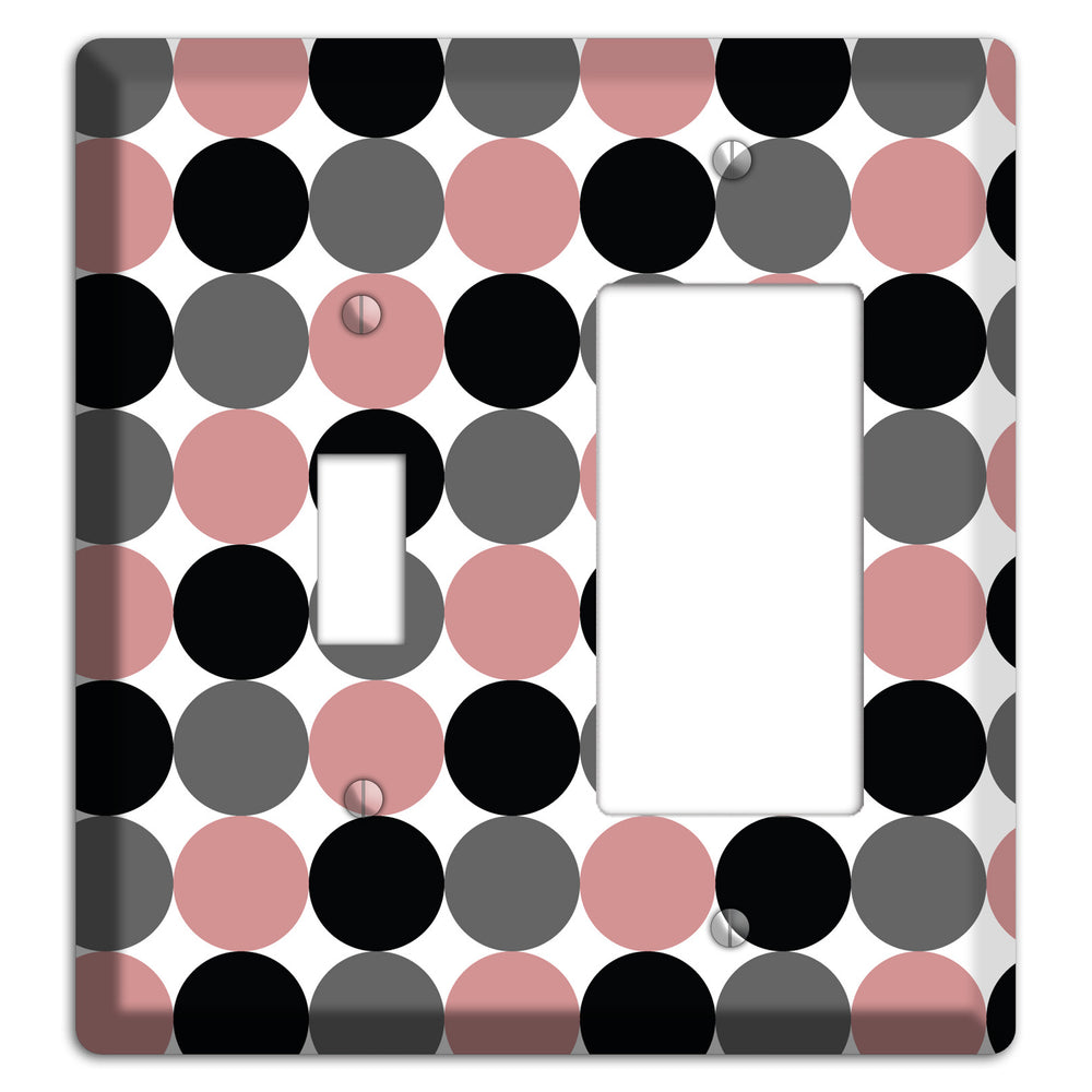 Grey Pink Black Tiled Dots Toggle / Rocker Wallplate