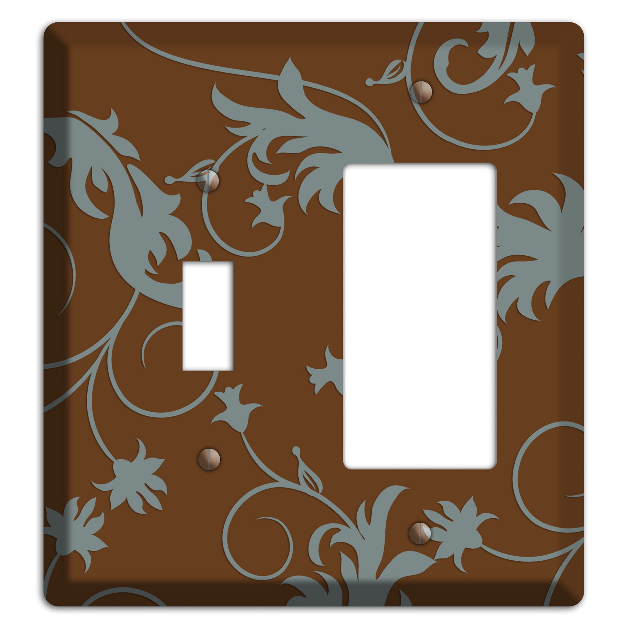 Brown and Grey Victorian Sprig Toggle / Rocker Wallplate
