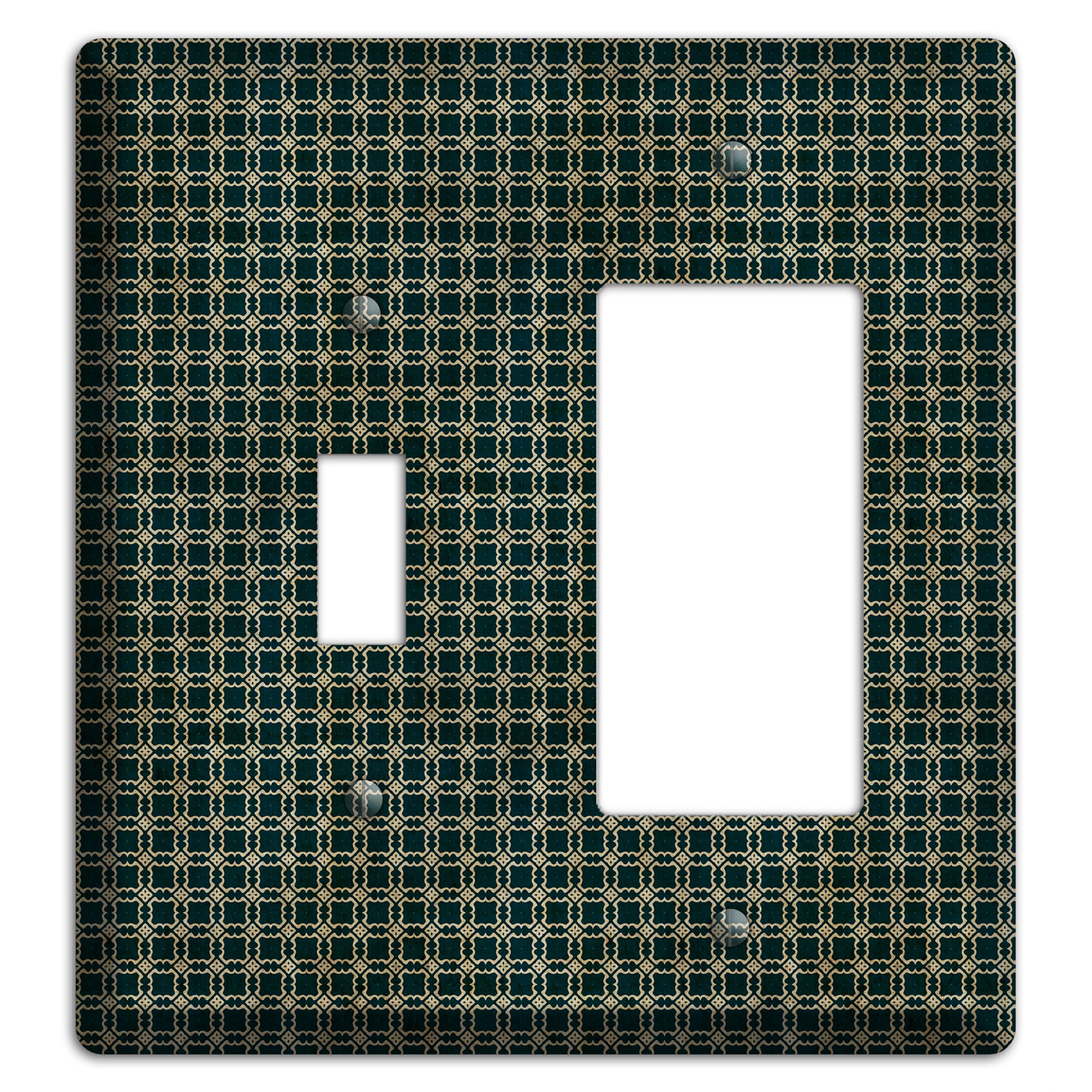 Dark Green Grunge Tiled Tiny Arabesque Toggle / Rocker Wallplate