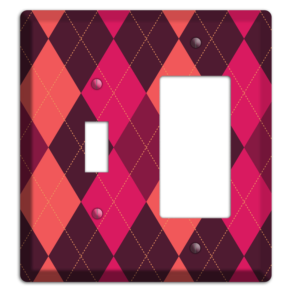 Orange and Pink Argyle Toggle / Rocker Wallplate