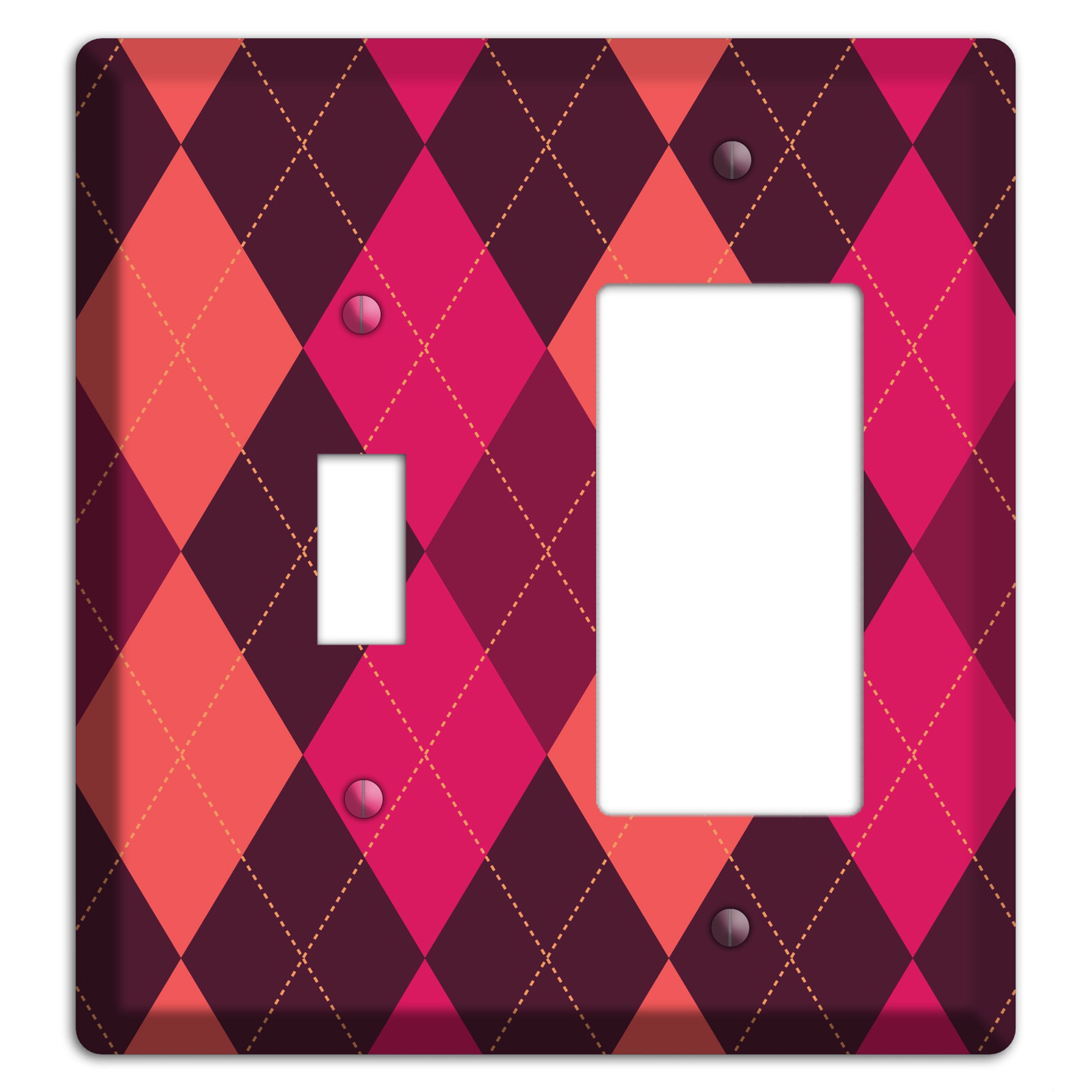 Orange and Pink Argyle Toggle / Rocker Wallplate