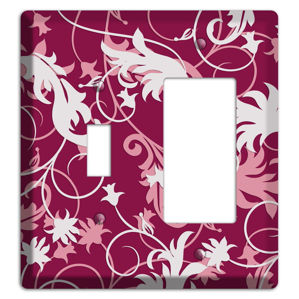 Fuschia and Pink Victorian Sprig Toggle / Rocker Wallplate