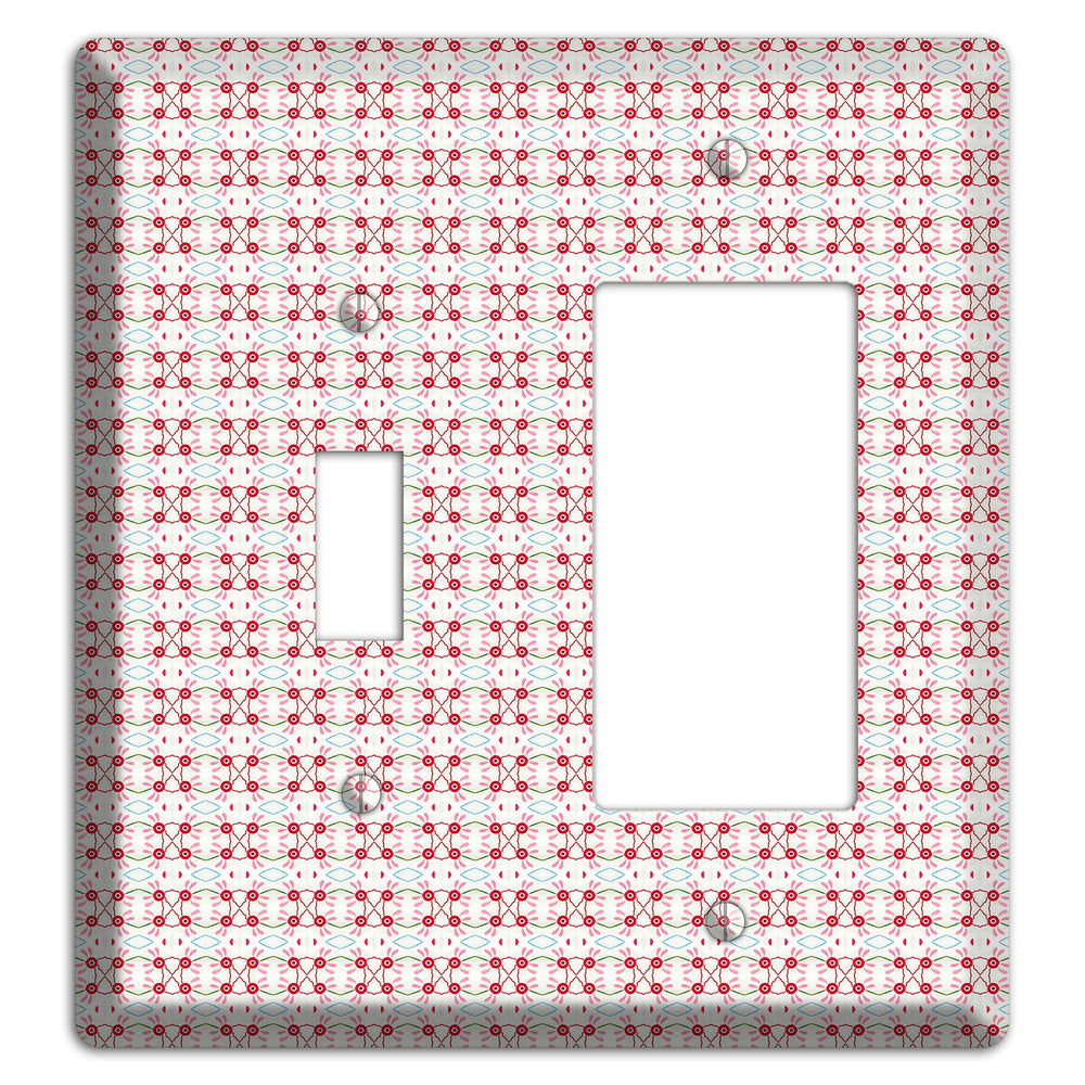 White with Red Ball and Stick Tapestry Toggle / Rocker Wallplate