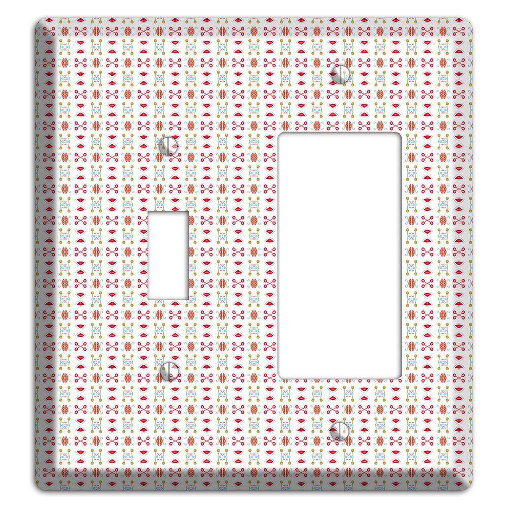 White Red Blue Olive Retro Toggle / Rocker Wallplate