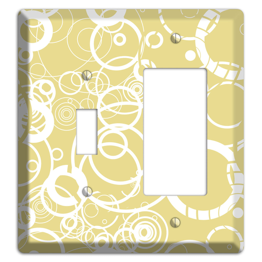 Beige with White Rings Toggle / Rocker Wallplate