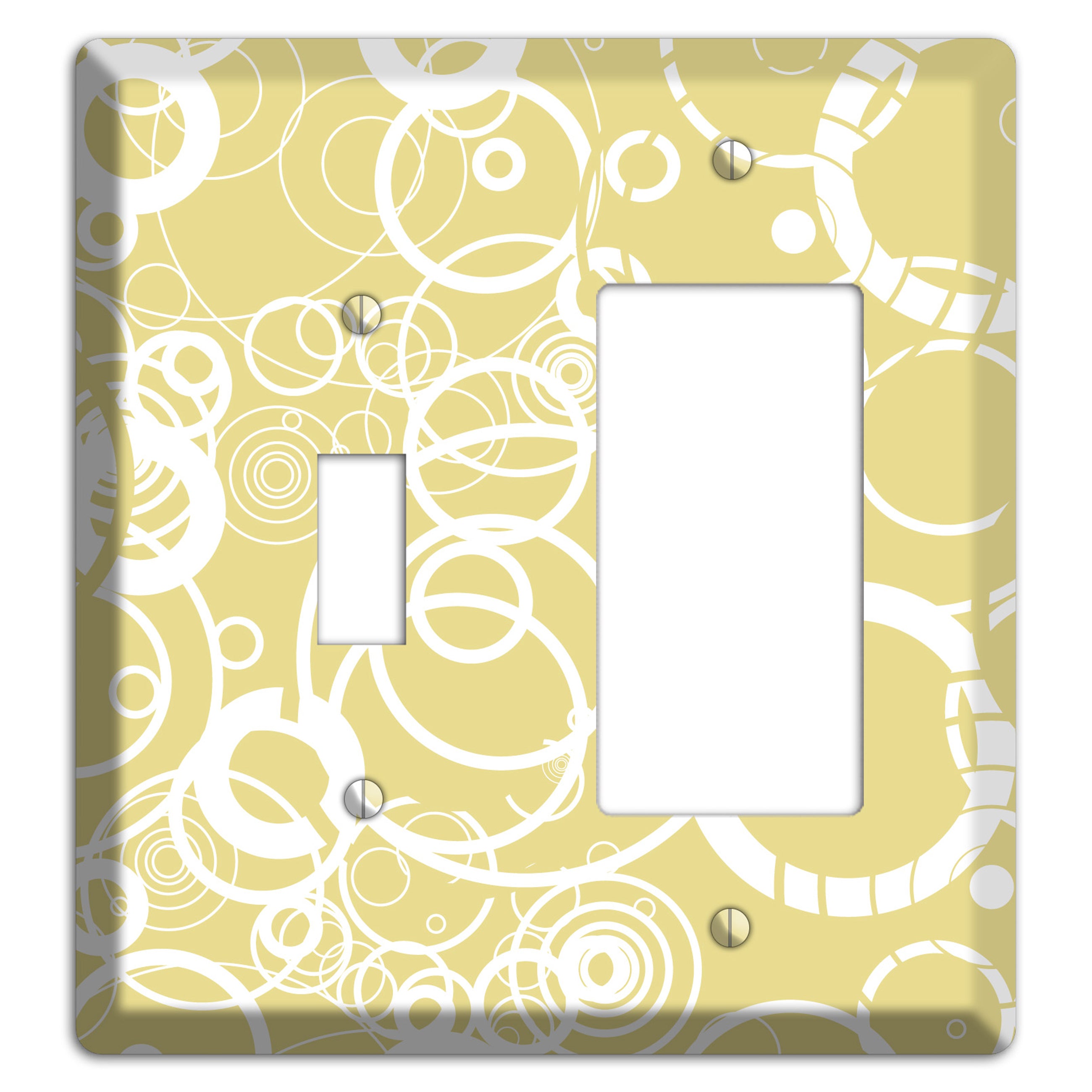 Beige with White Rings Toggle / Rocker Wallplate