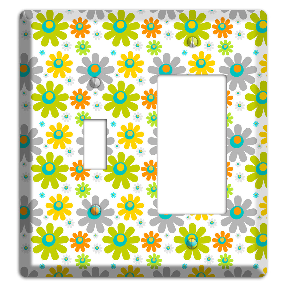 White and Yellow Flower Power Toggle / Rocker Wallplate