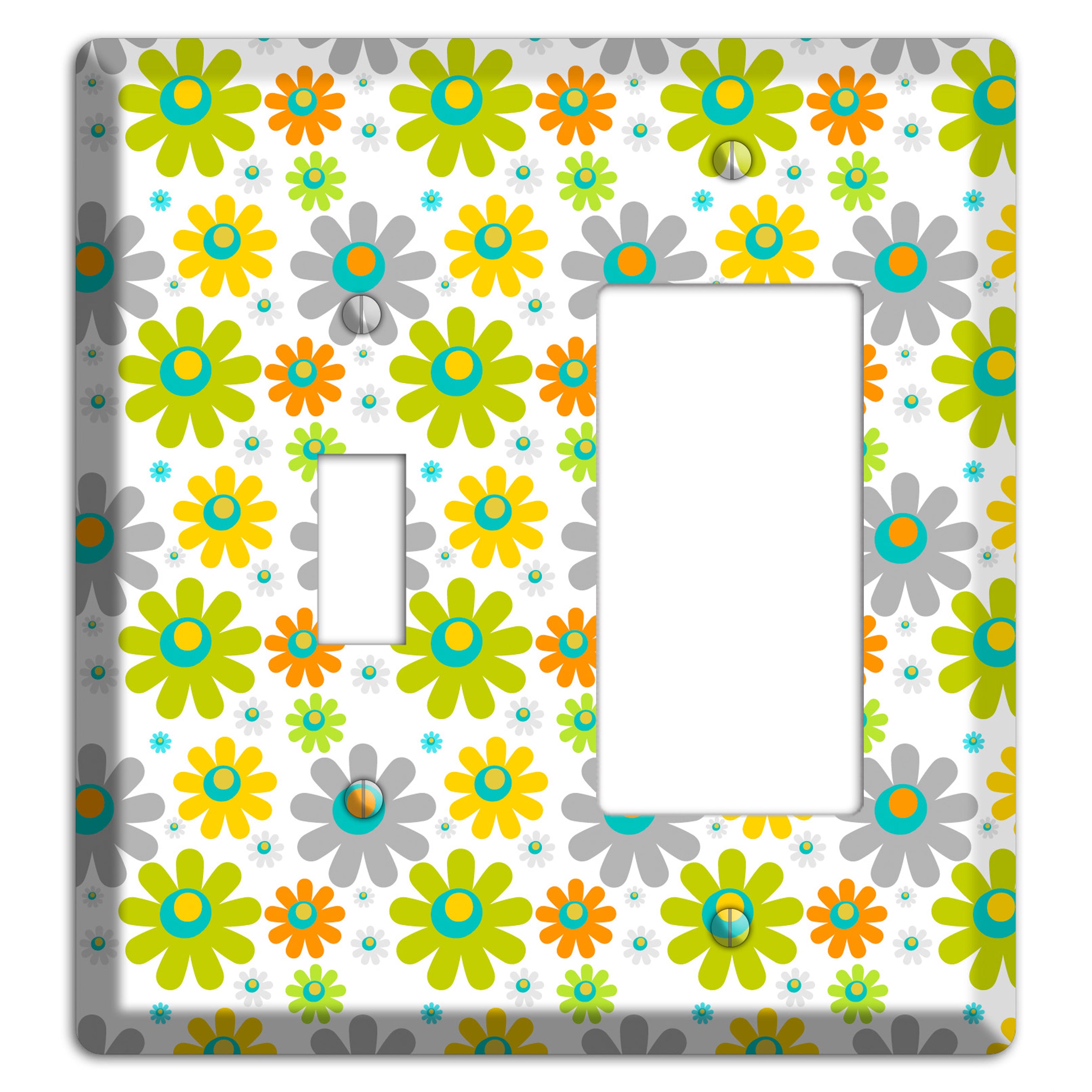 White and Yellow Flower Power Toggle / Rocker Wallplate