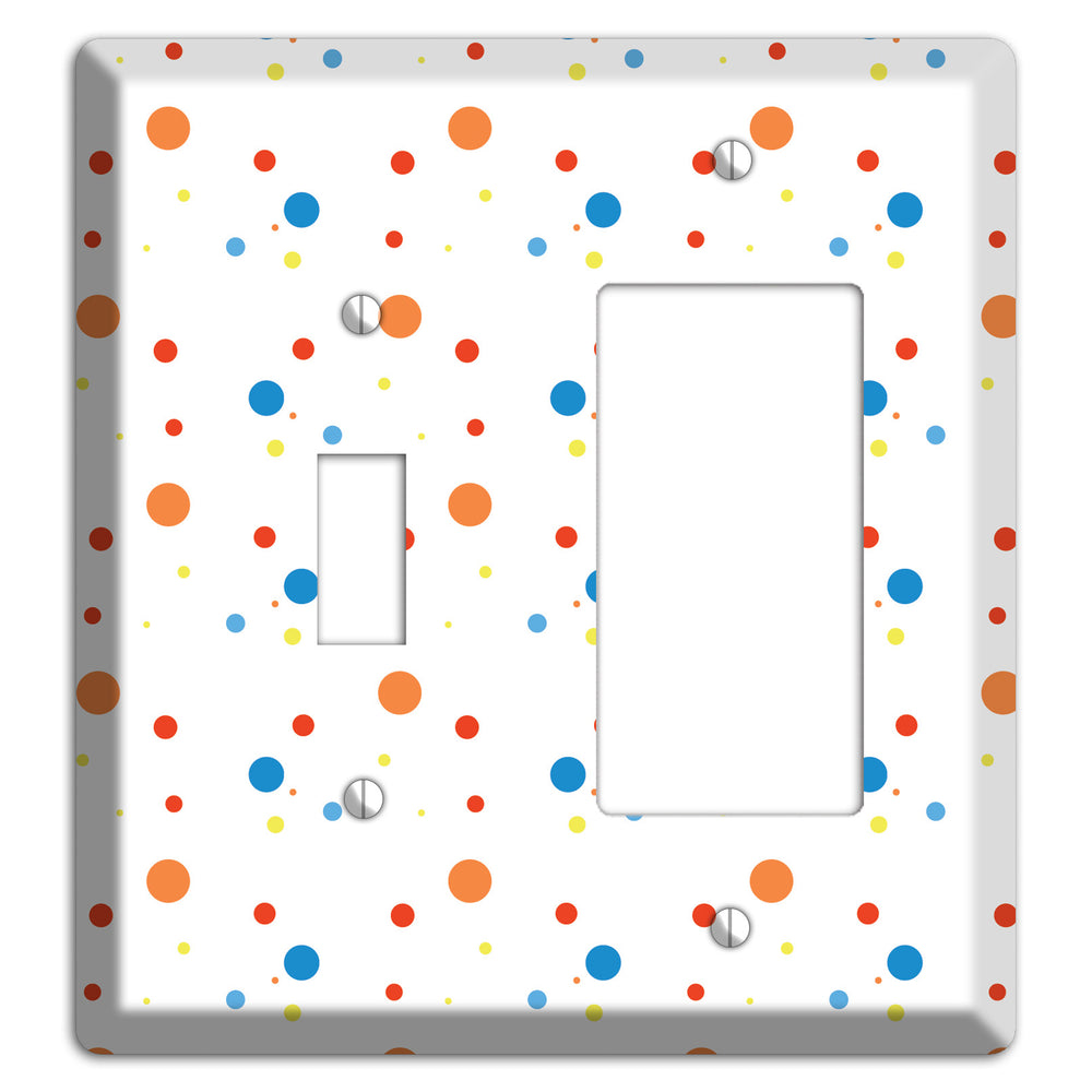 White with Multi Color Small Dots 2 Toggle / Rocker Wallplate