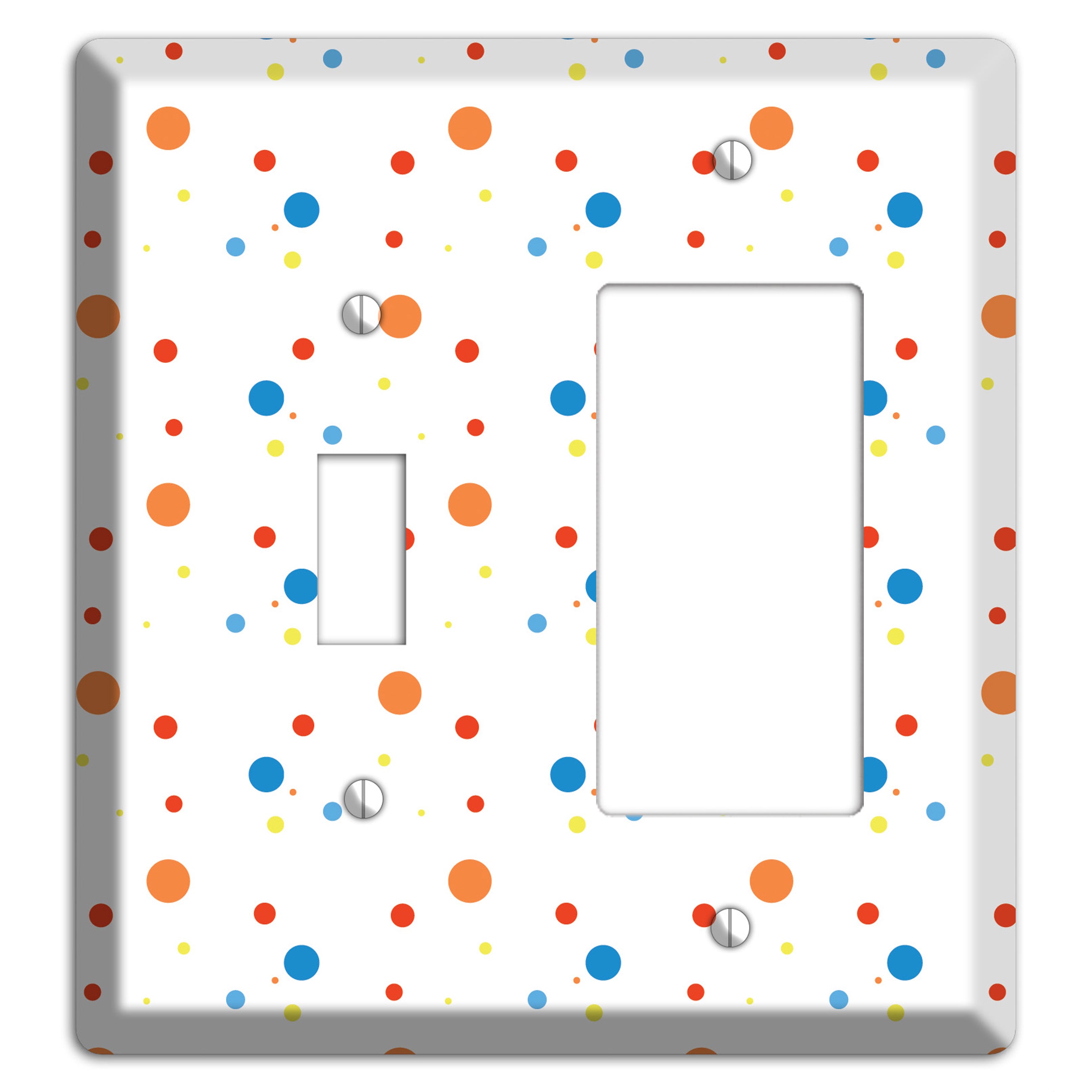 White with Multi Color Small Dots 2 Toggle / Rocker Wallplate