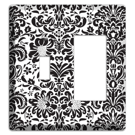 White with Black Toile Toggle / Rocker Wallplate