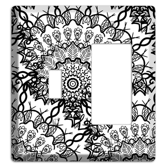 Mandala Black and White Style P Cover Plates Toggle / Rocker Wallplate