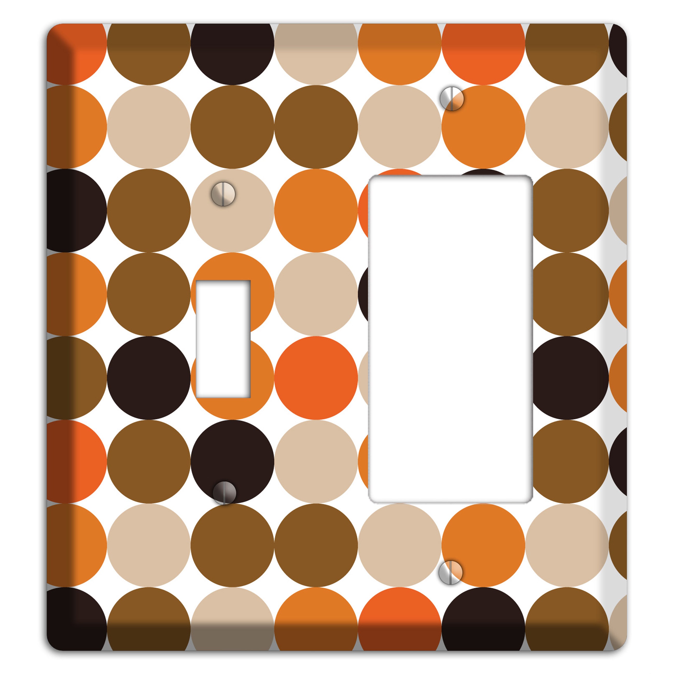 Orange Brown Black Beige Tiled Dots Toggle / Rocker Wallplate