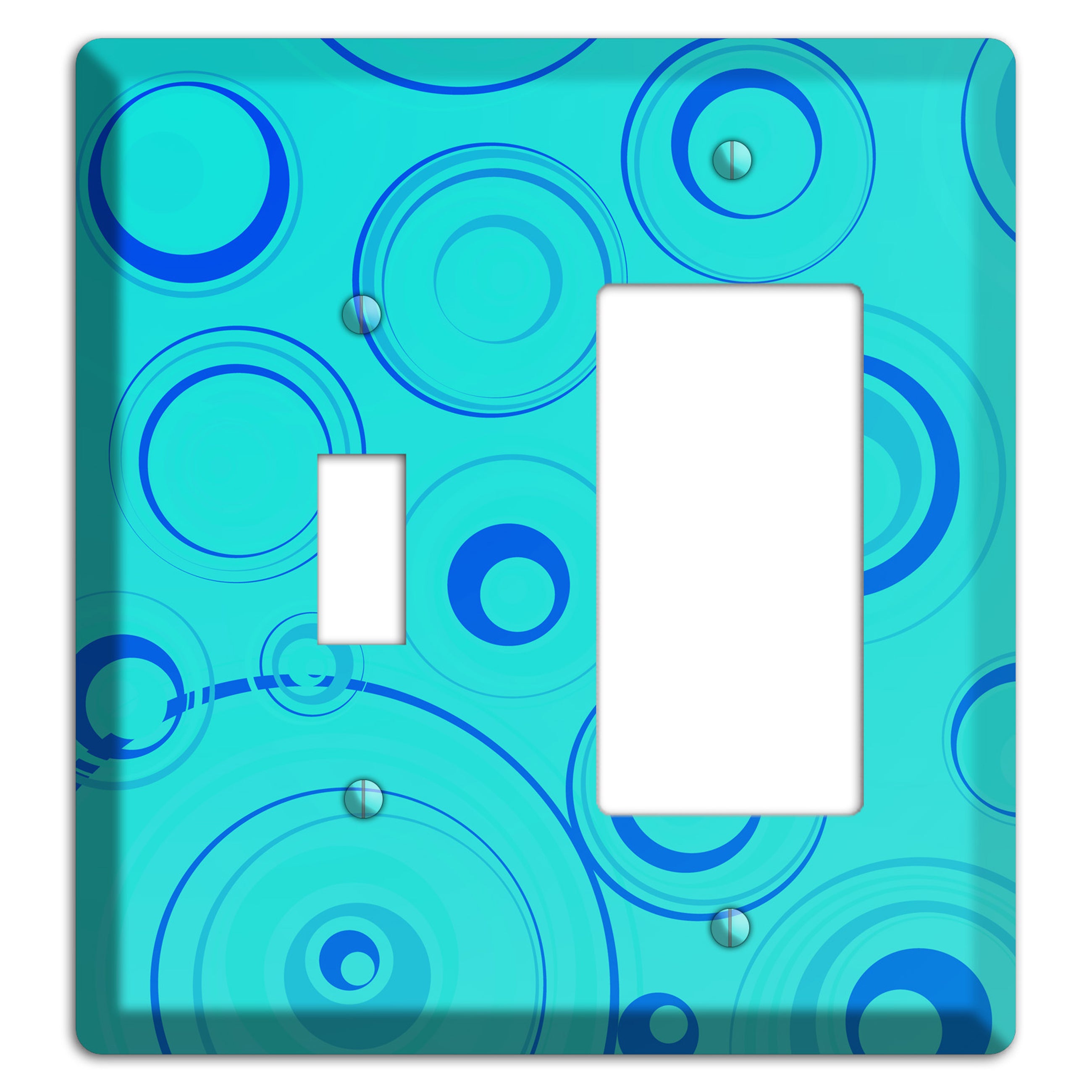 Turquoise Circles Toggle / Rocker Wallplate