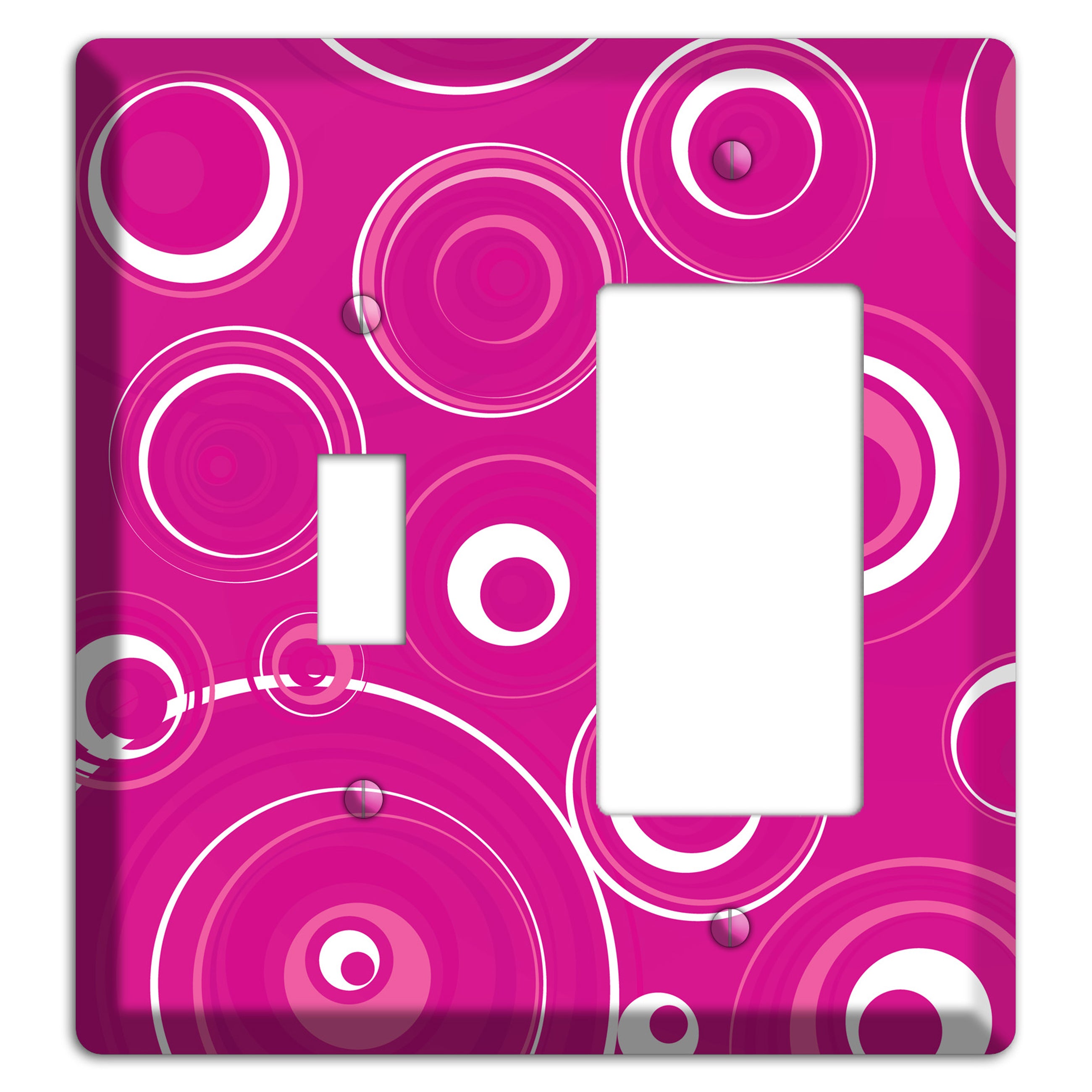 Dark Pink Circles Toggle / Rocker Wallplate