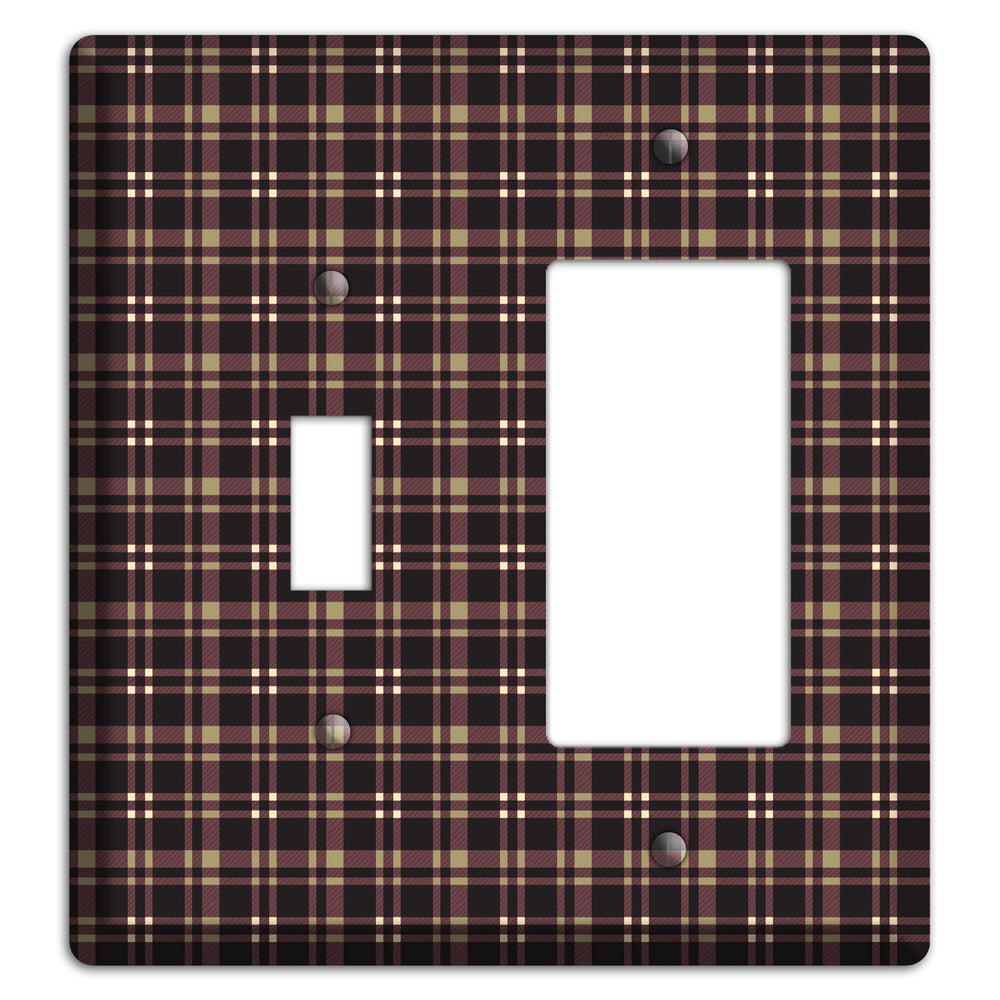 Dark Brown Plaid Toggle / Rocker Wallplate