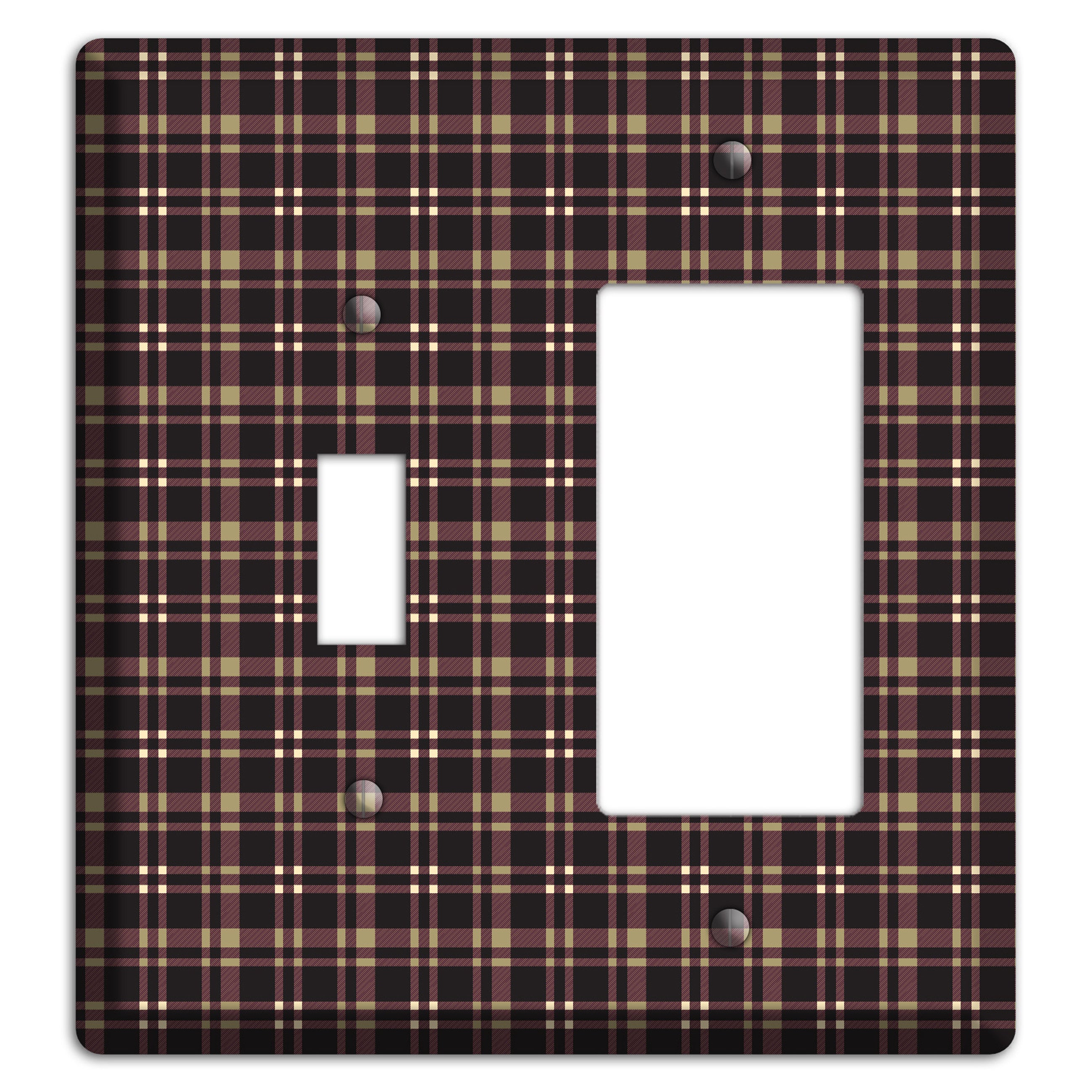 Dark Brown Plaid Toggle / Rocker Wallplate