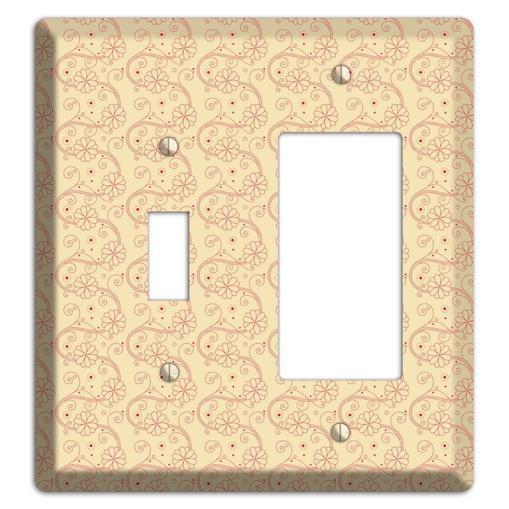 Tiny Off White Floral Swirl Toggle / Rocker Wallplate