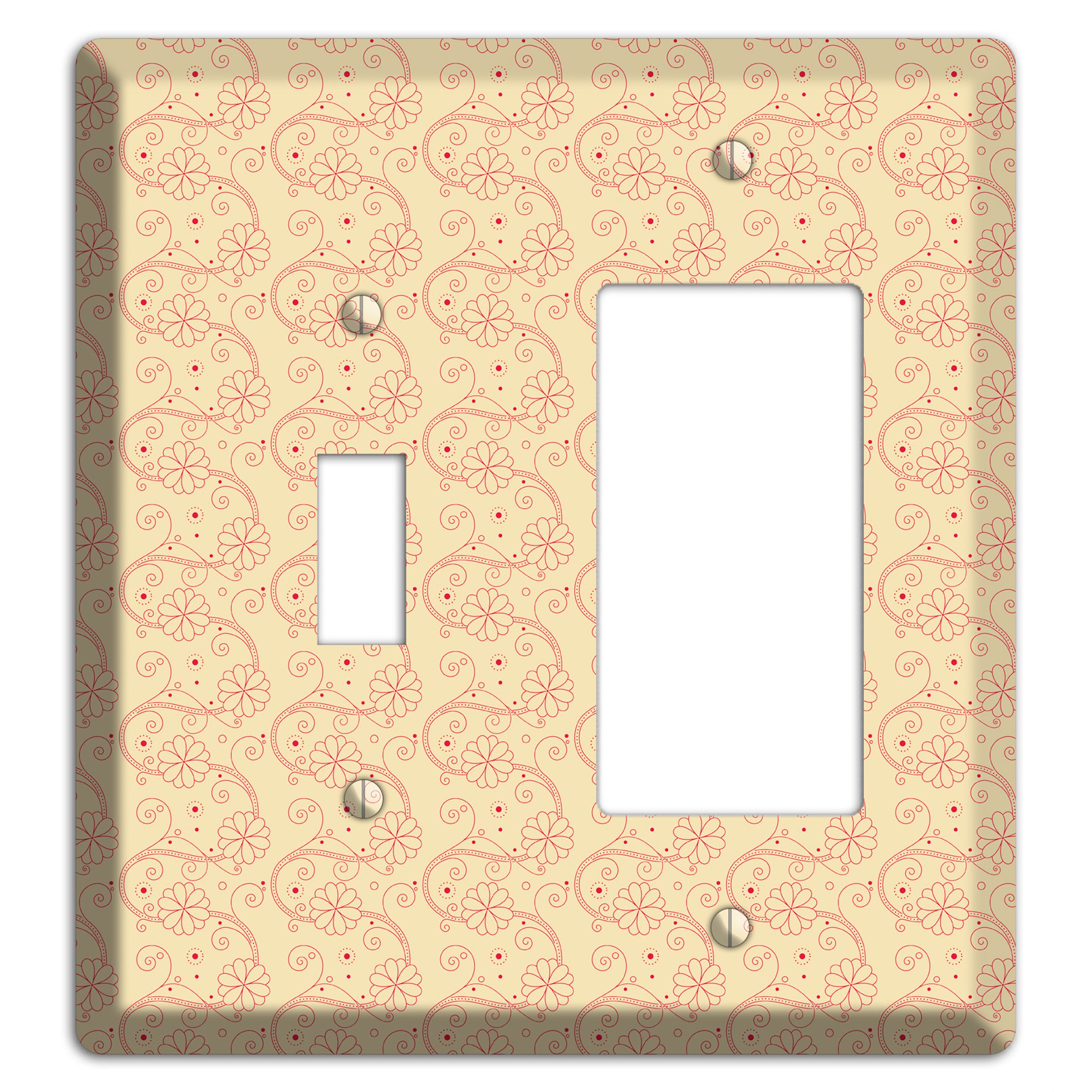 Tiny Off White Floral Swirl Toggle / Rocker Wallplate