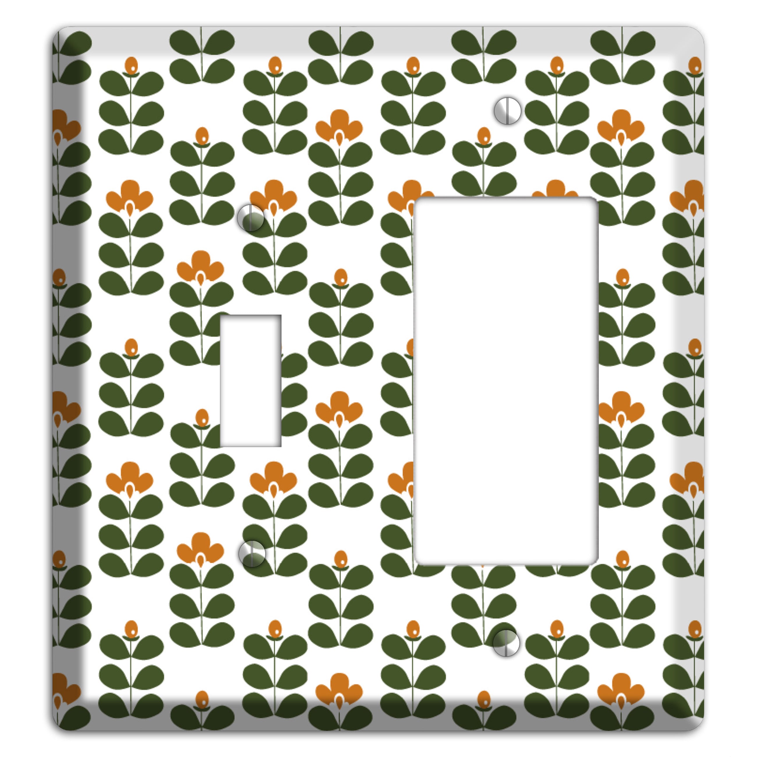 Umber Deco Floral Half Drop Toggle / Rocker Wallplate