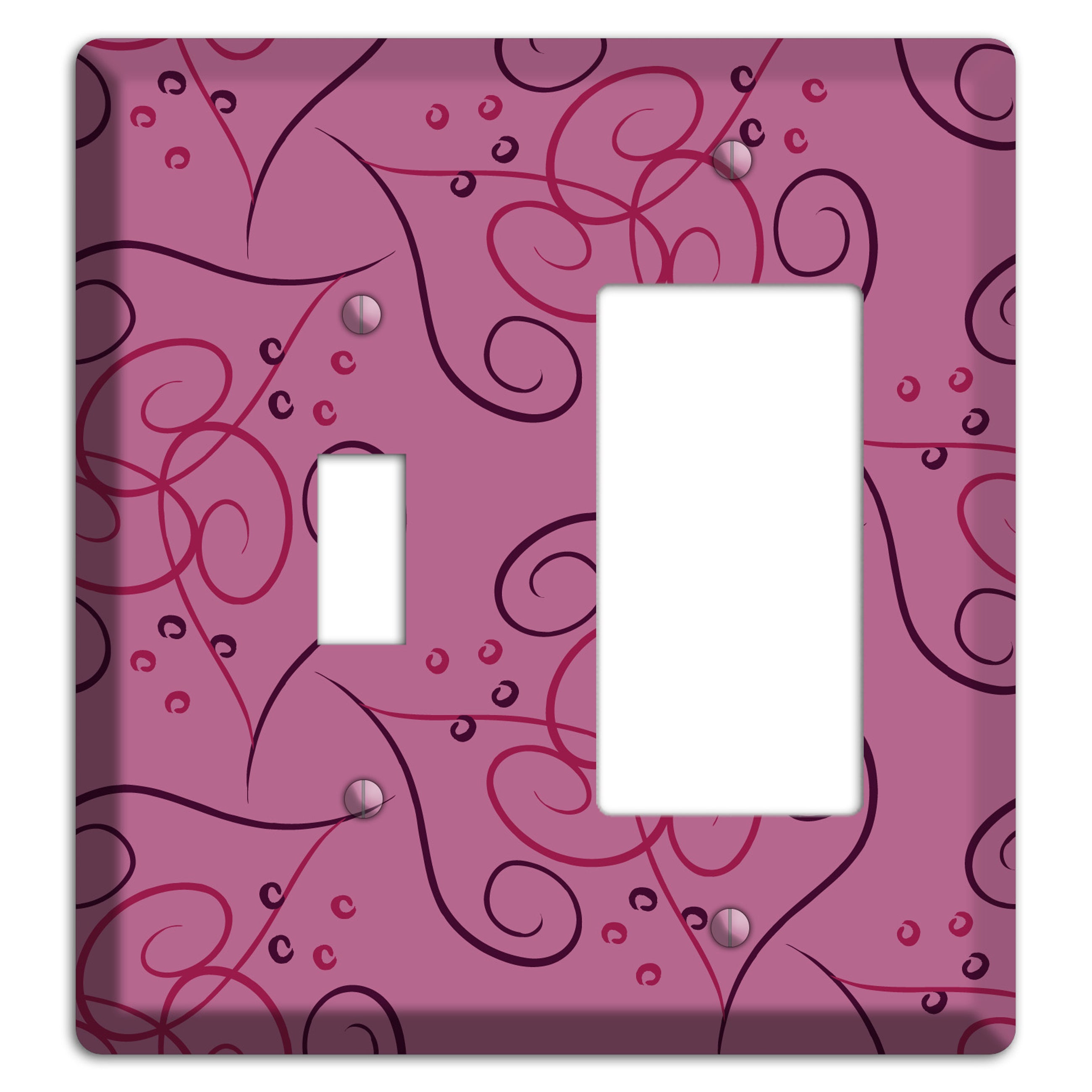 Pink Scroll Hearts Toggle / Rocker Wallplate