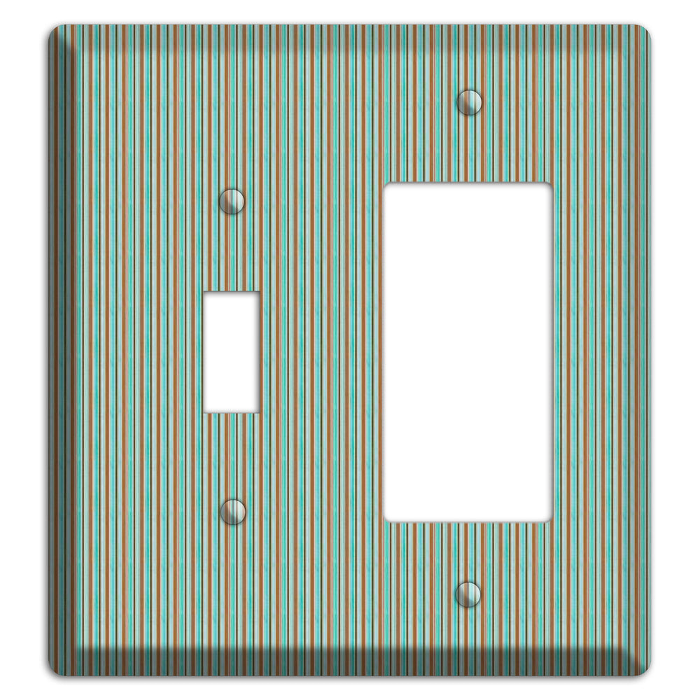 Multi Aqua Vertical Stripe Toggle / Rocker Wallplate