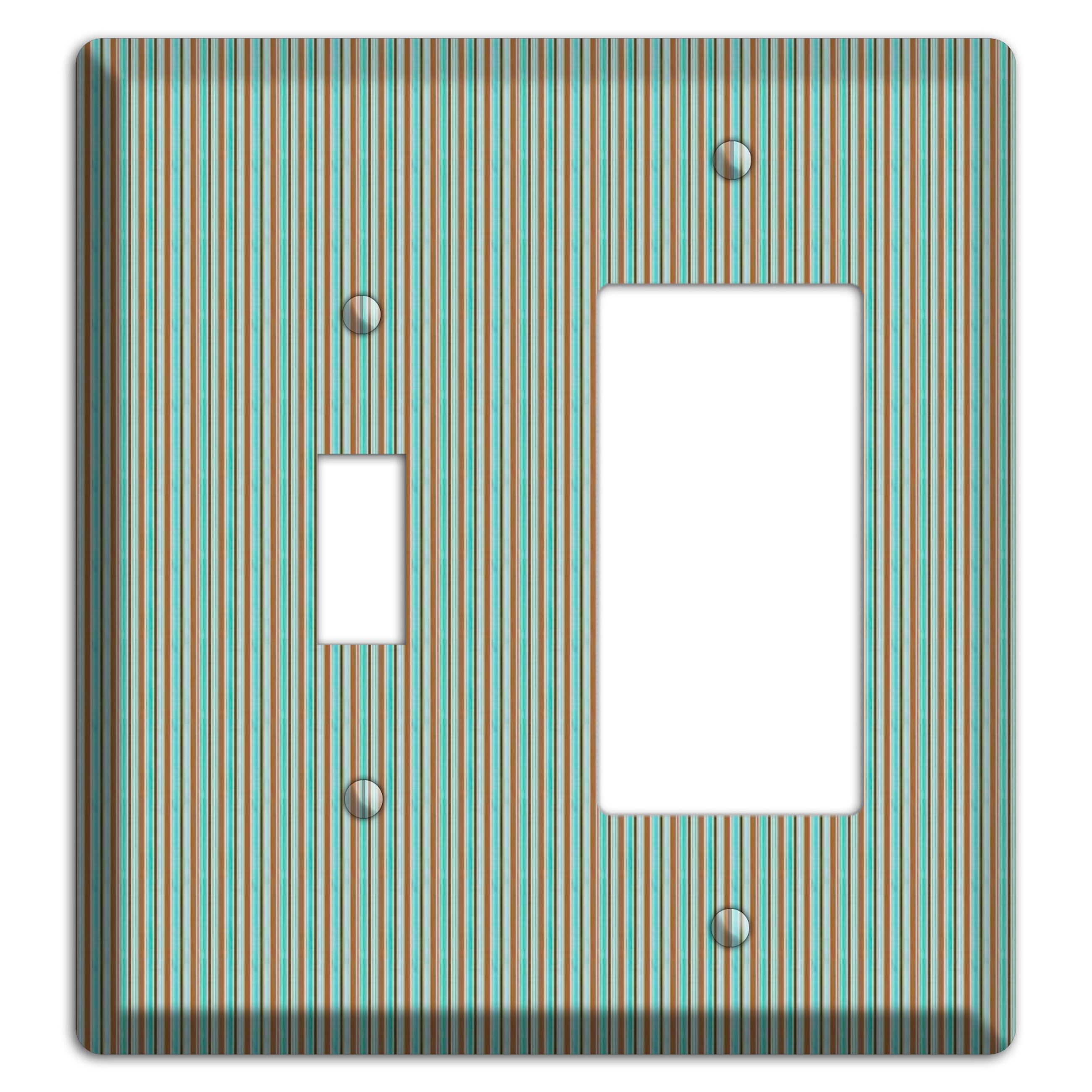 Multi Aqua Vertical Stripe Toggle / Rocker Wallplate