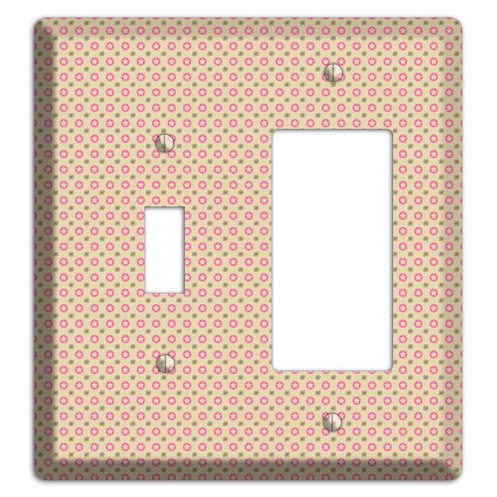 Beige with Pink Stars Toggle / Rocker Wallplate