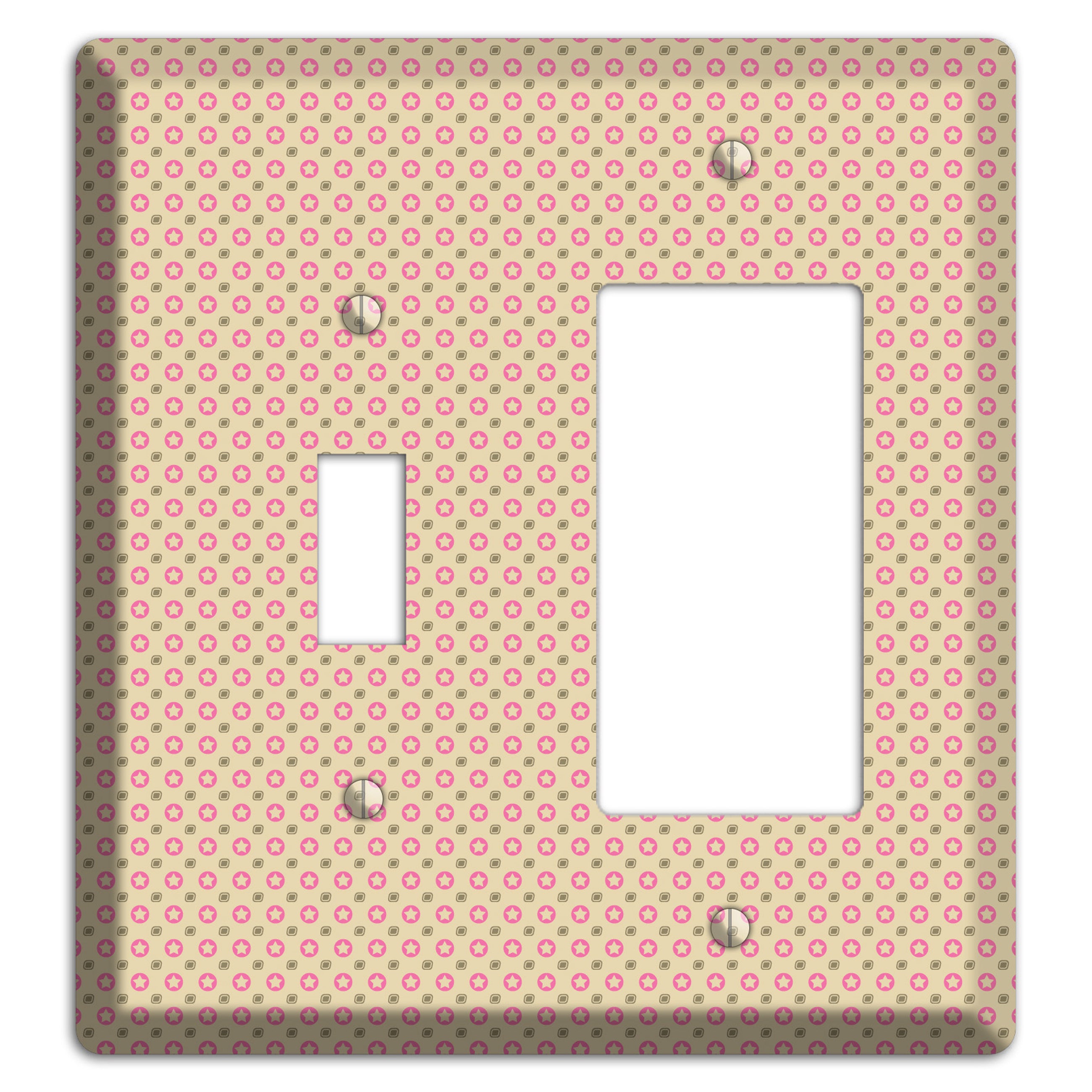 Beige with Pink Stars Toggle / Rocker Wallplate