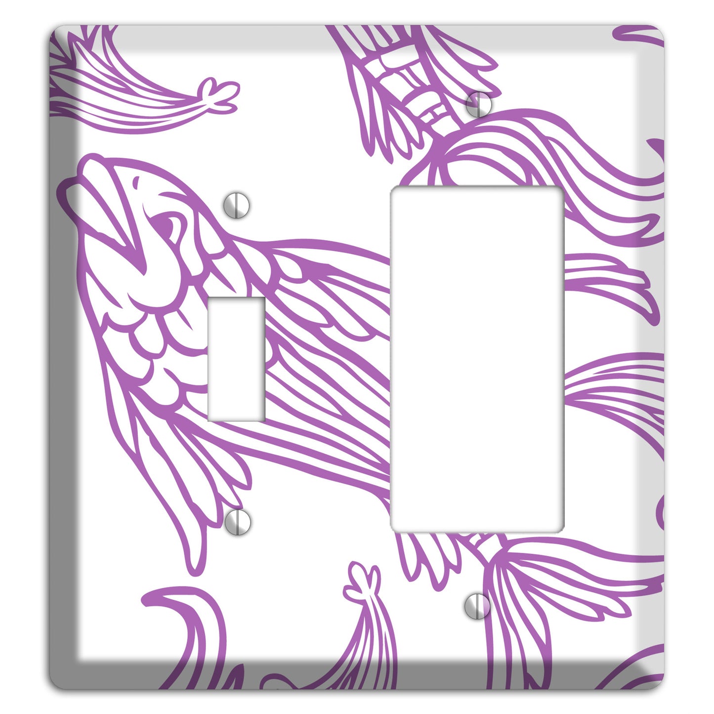 Purple and White Koi Toggle / Rocker Wallplate