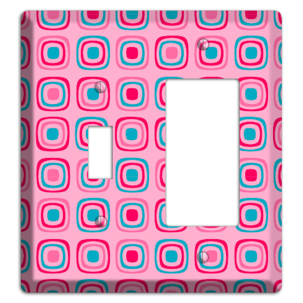 Pink and Blue Rounded Squares Toggle / Rocker Wallplate