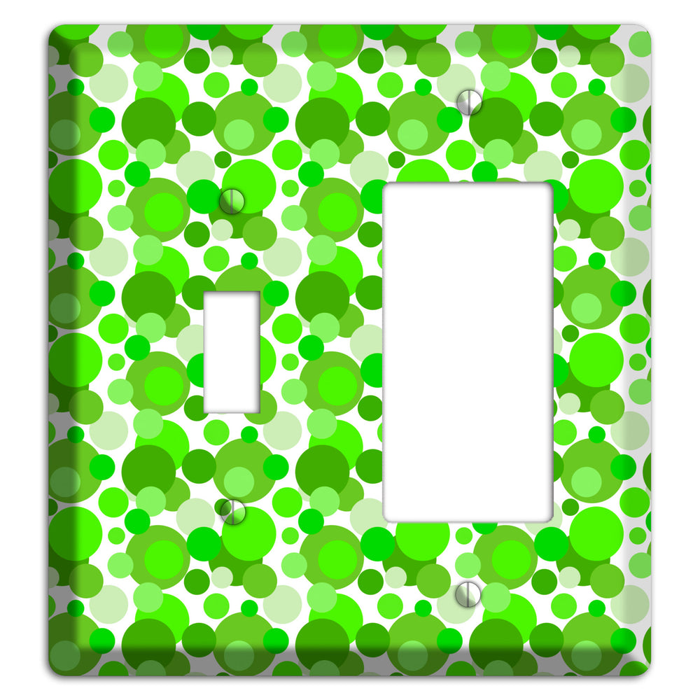 Multi Green Bubble Dots Toggle / Rocker Wallplate