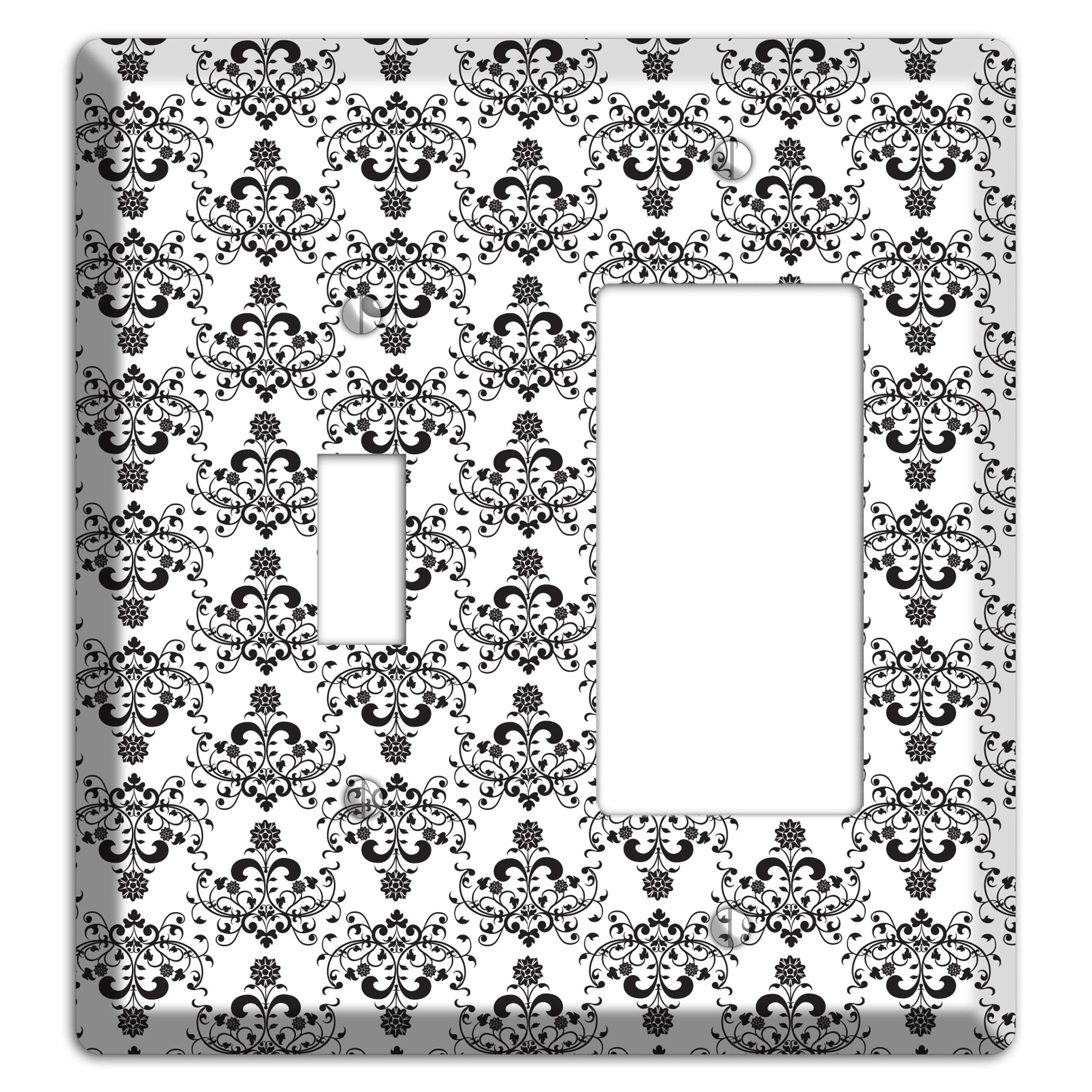 White with Black Cartouche Half Drop Toggle / Rocker Wallplate