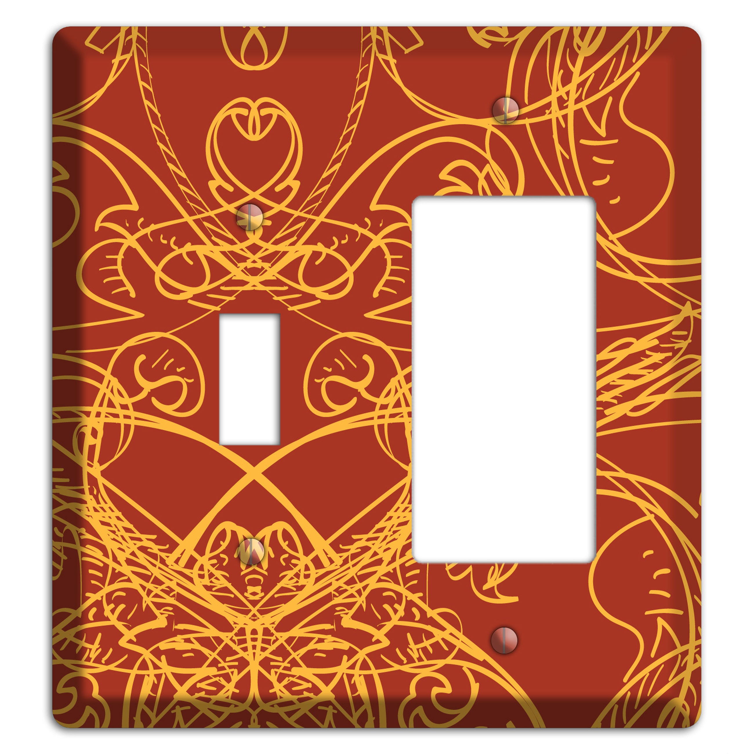 Red Deco Sketch Toggle / Rocker Wallplate